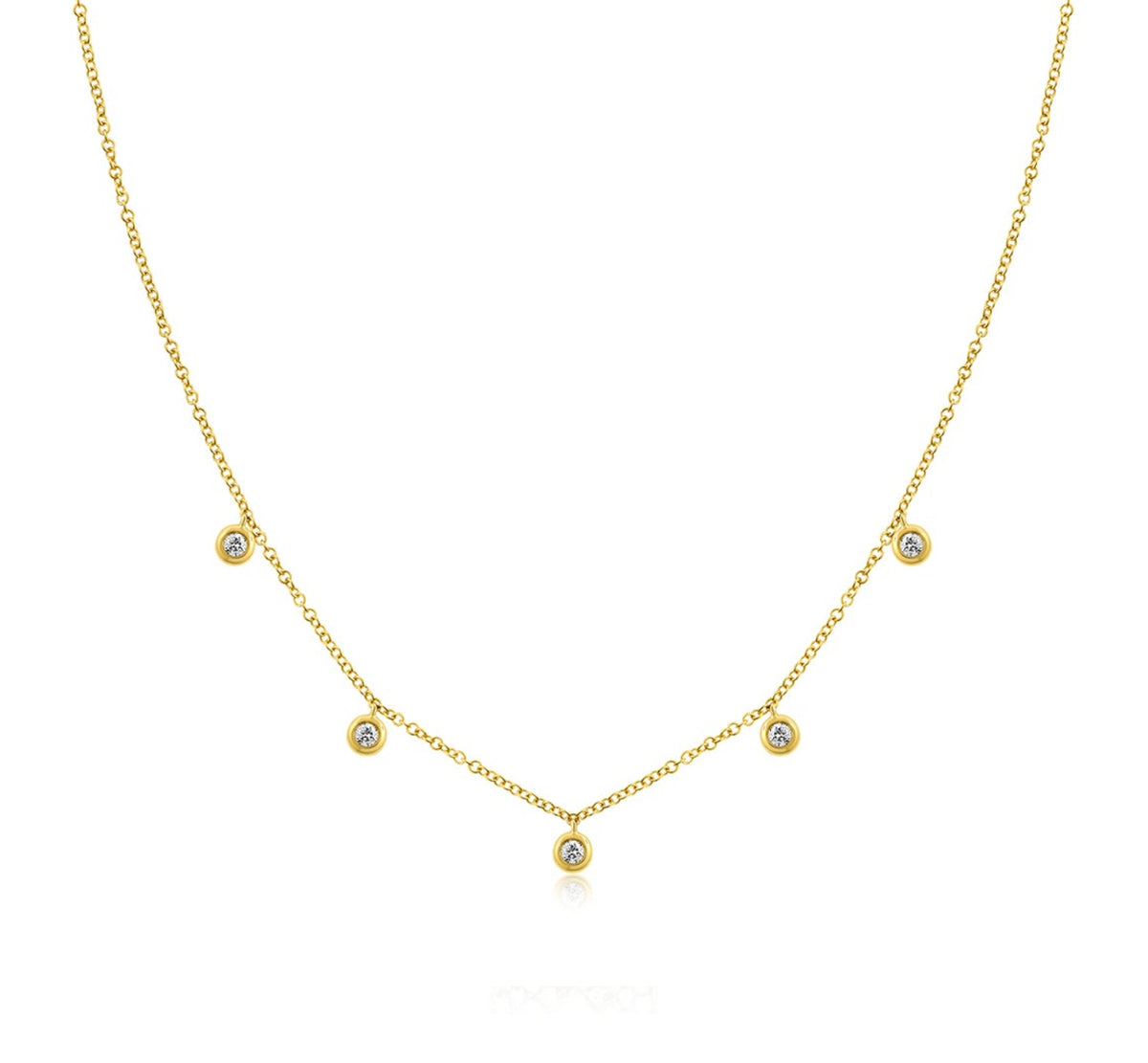 5 Diamond Bezel Choker Necklace