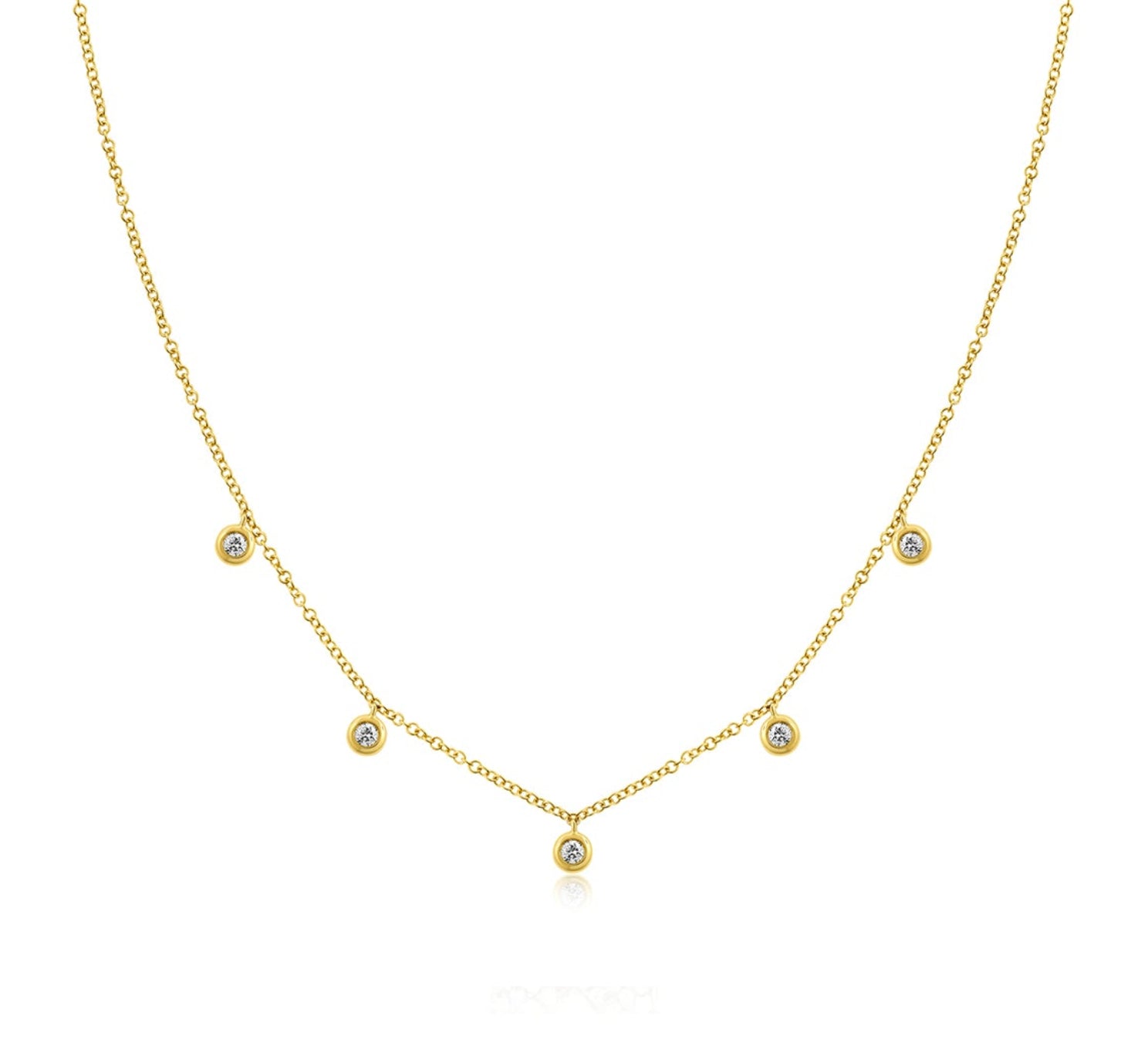 5 Diamond Bezel Choker Necklace
