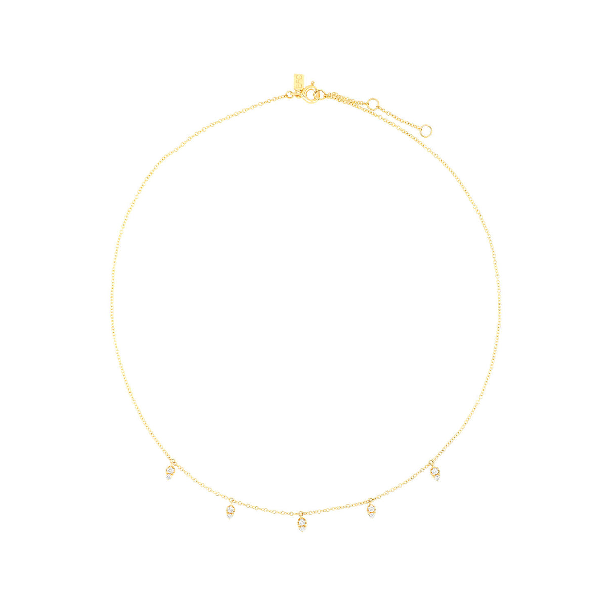 Diamond 5 Teardrop Choker Necklace