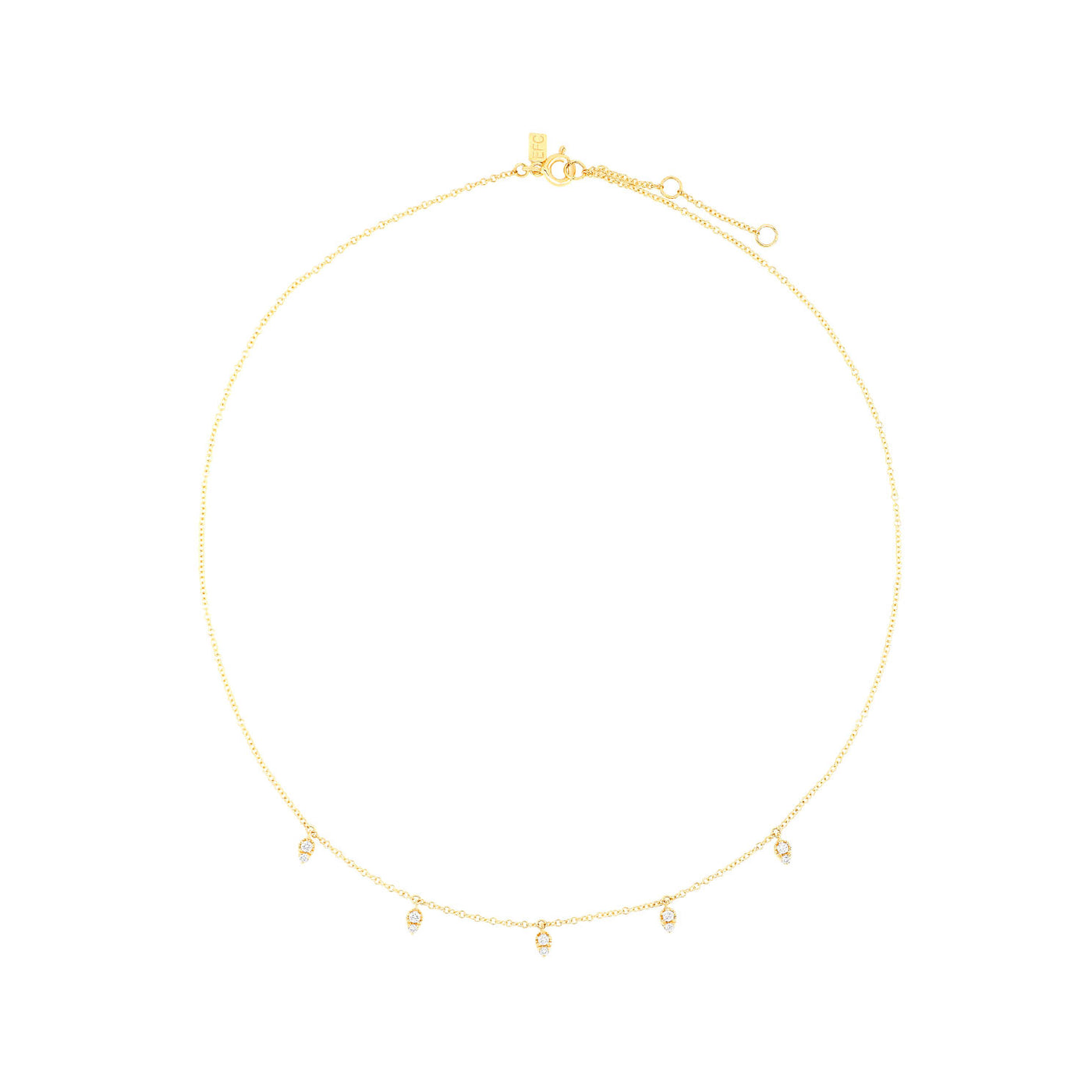 Diamond 5 Teardrop Choker Necklace