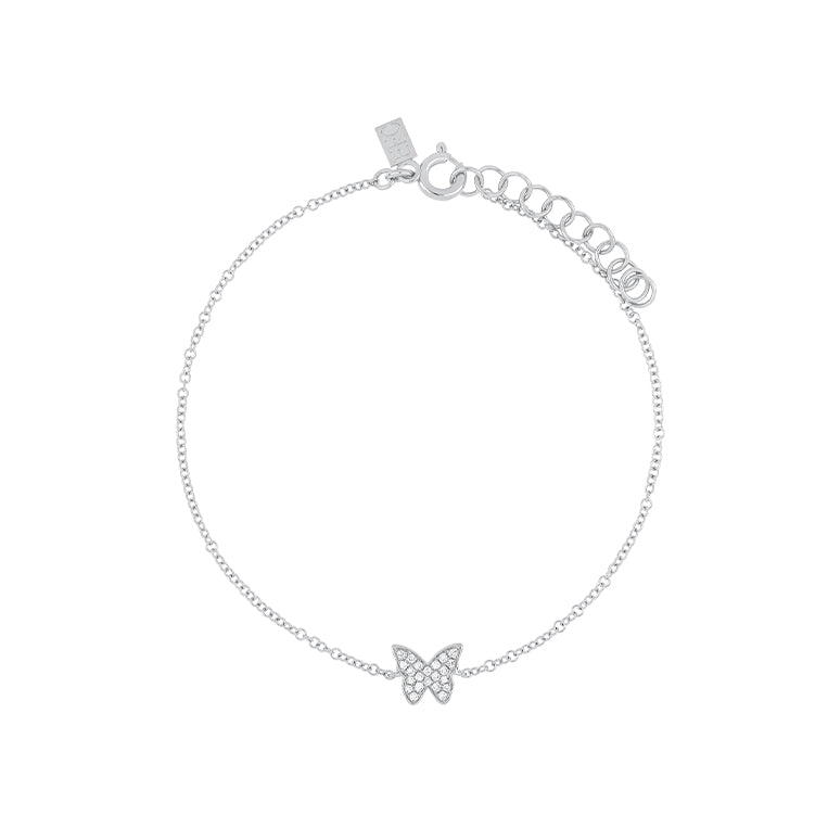 Diamond Butterfly Bracelet 14K White Gold