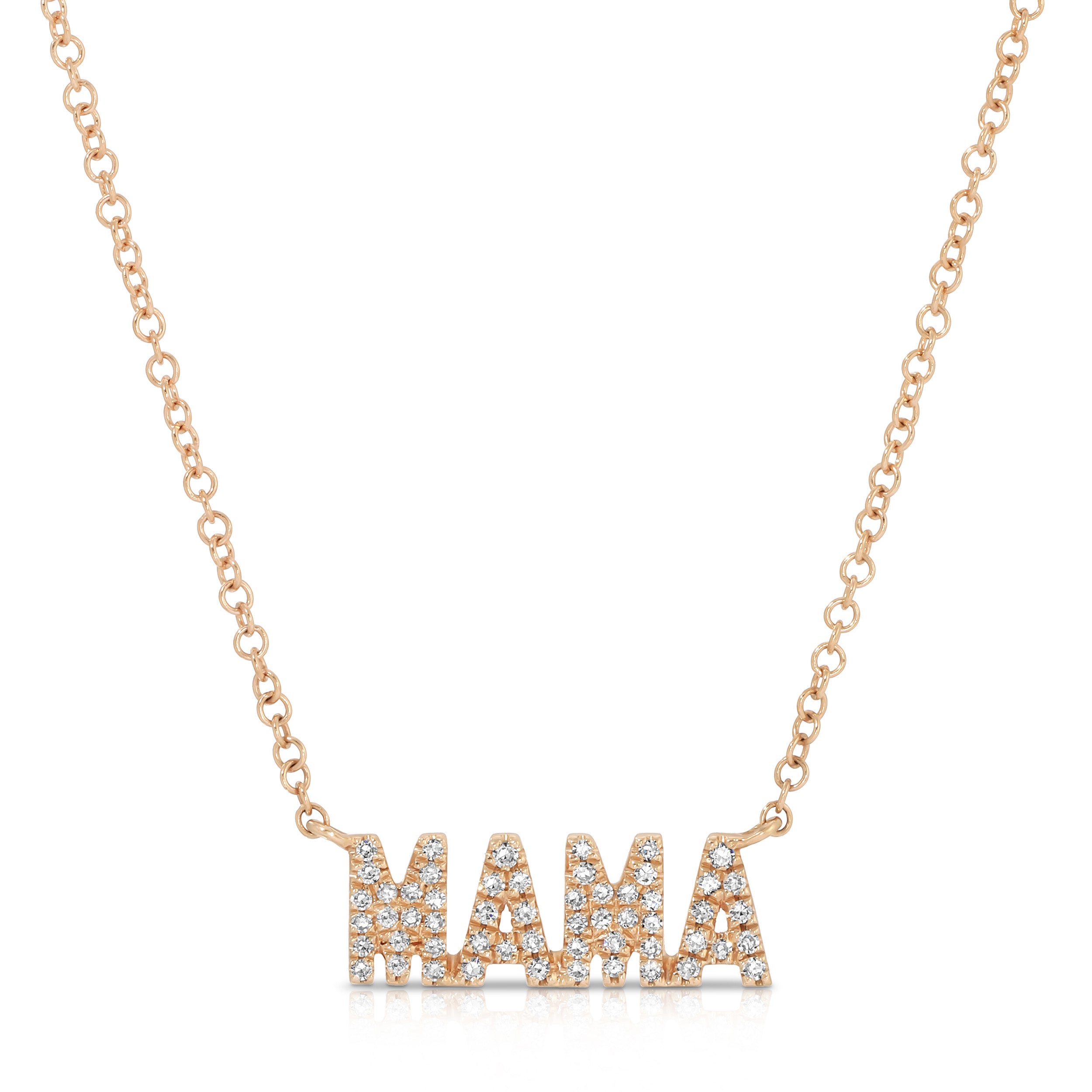 Diamond Block Mama Necklace