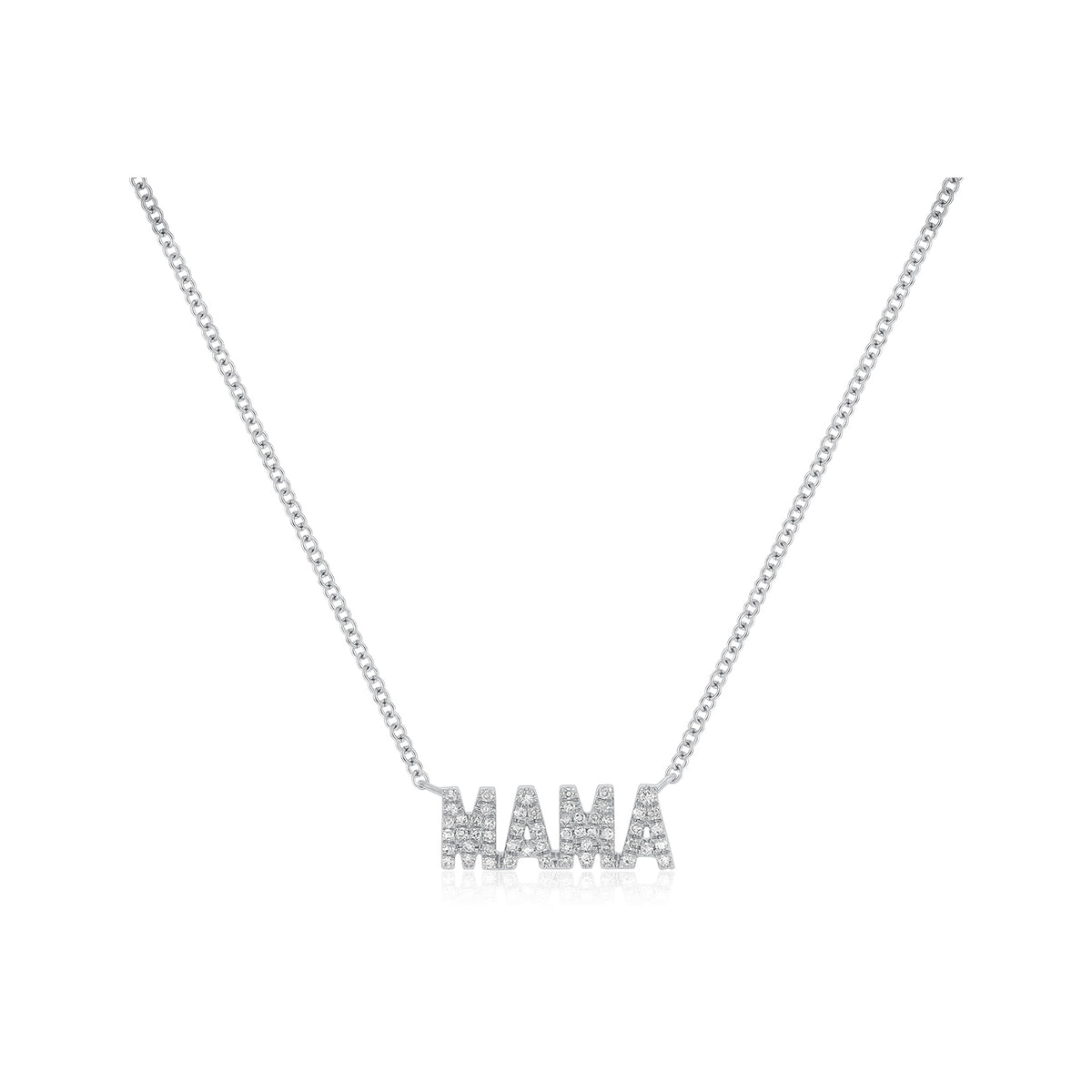Diamond Block Mama Necklace