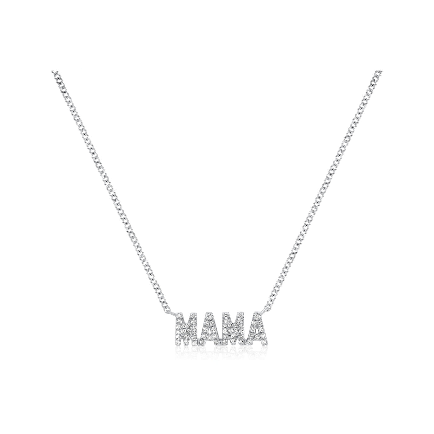 Diamond Block Mama Necklace