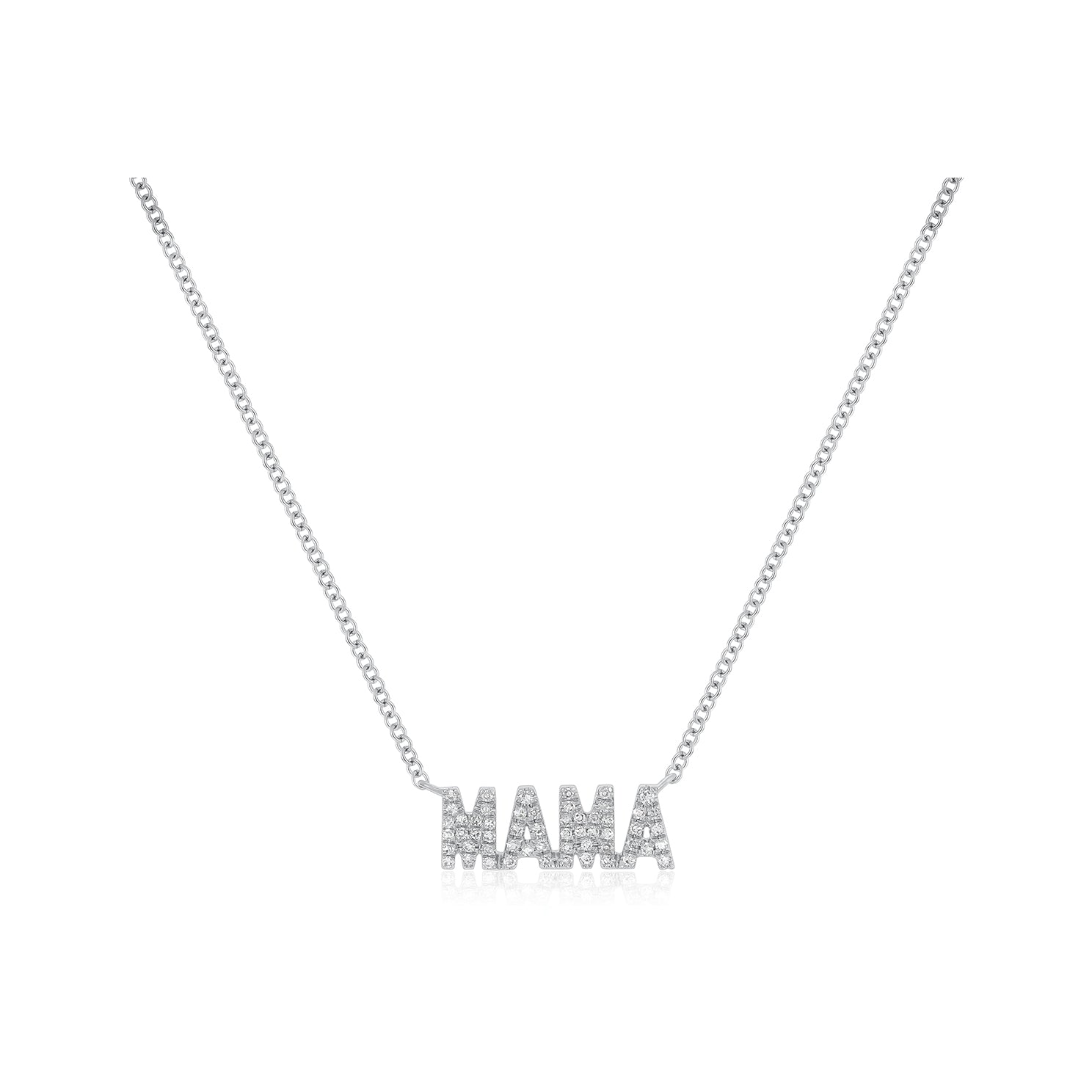 Diamond Block Mama Necklace