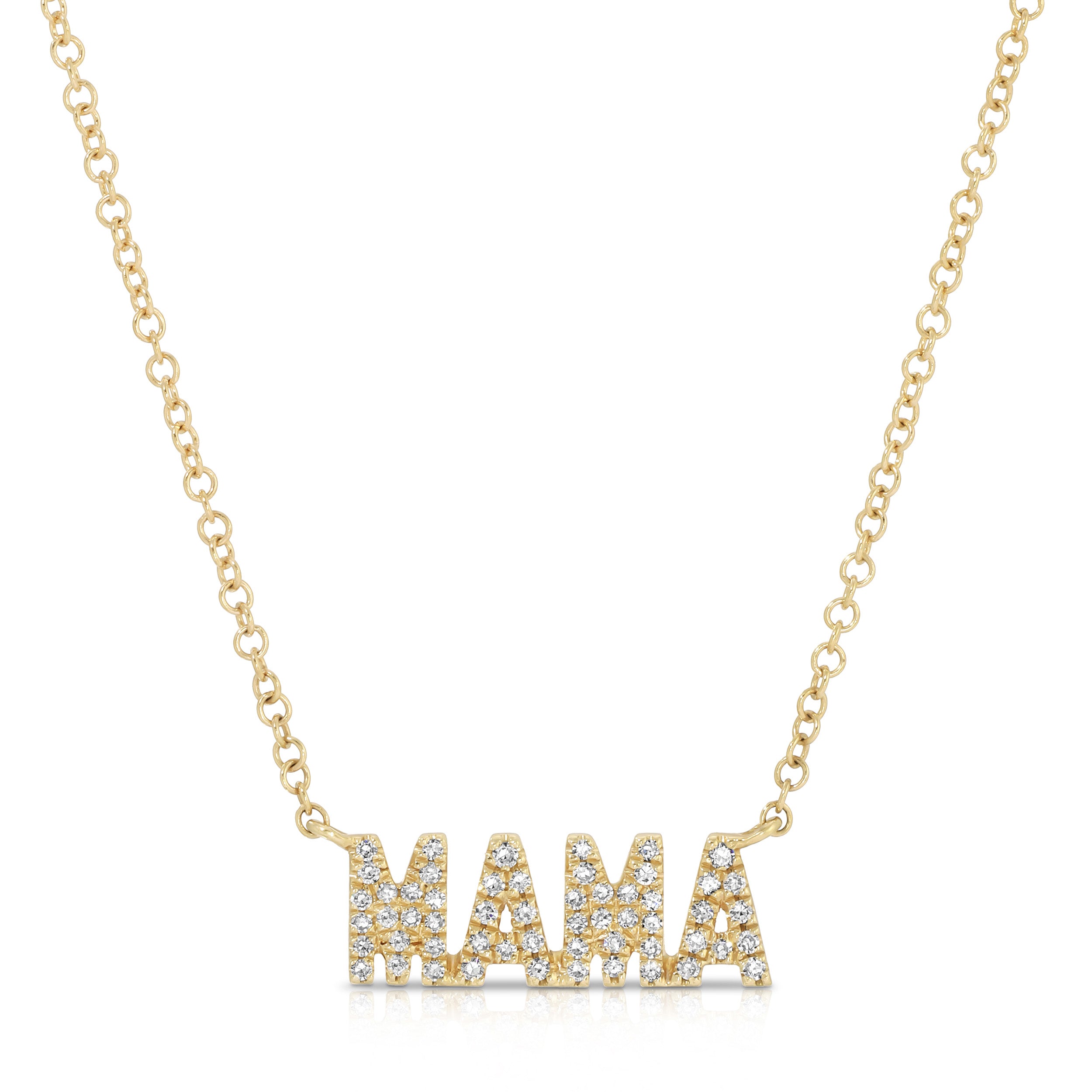 Diamond Block Mama Necklace