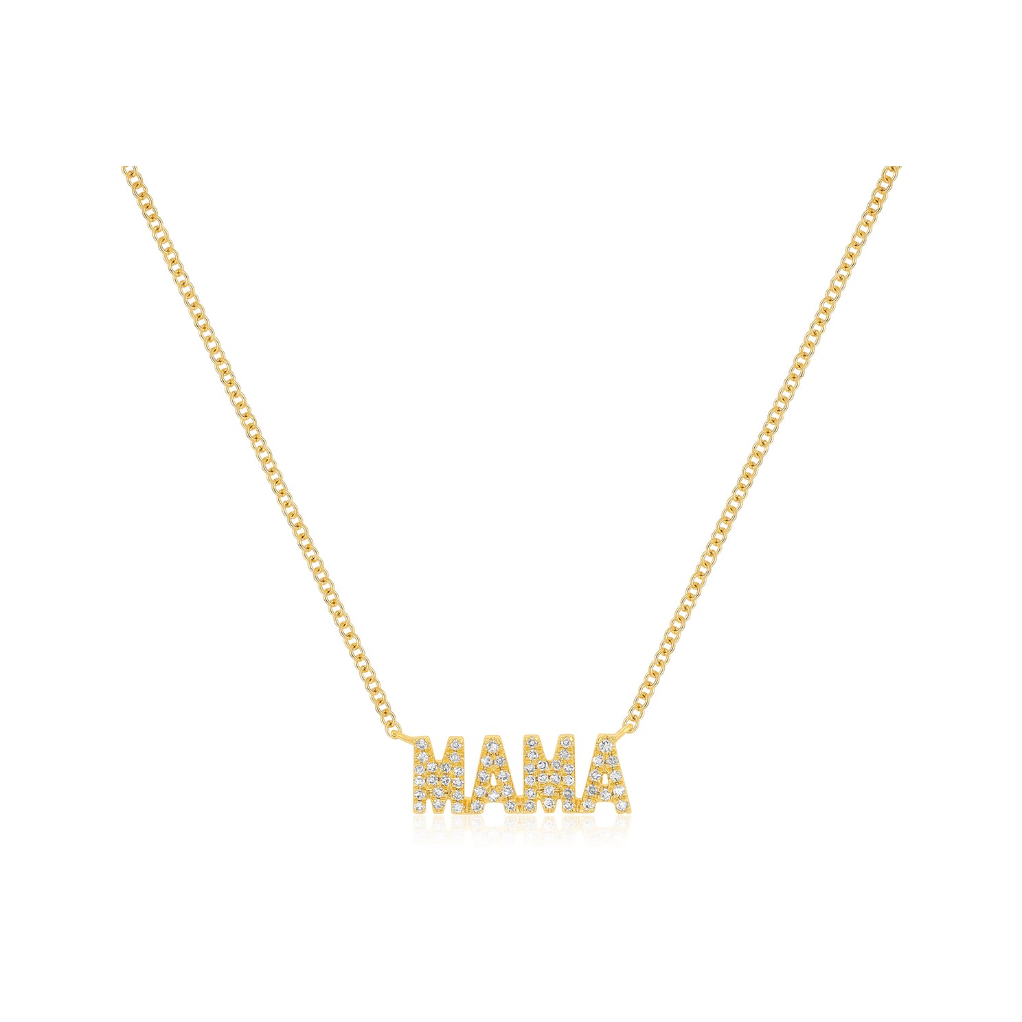 Diamond Block Mama Necklace