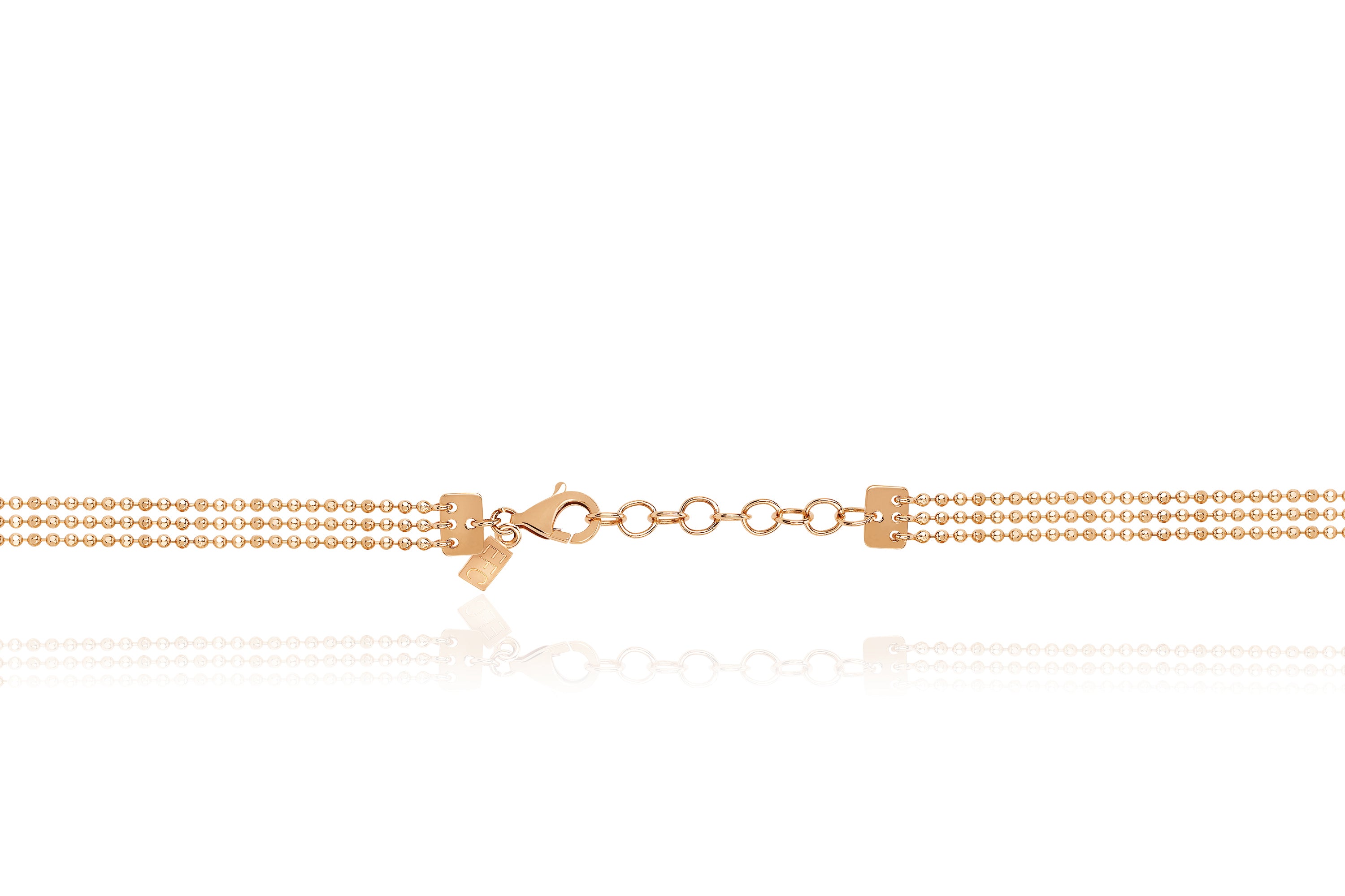 Hasson Triple Layered Chain Necklace in rose gold clasp