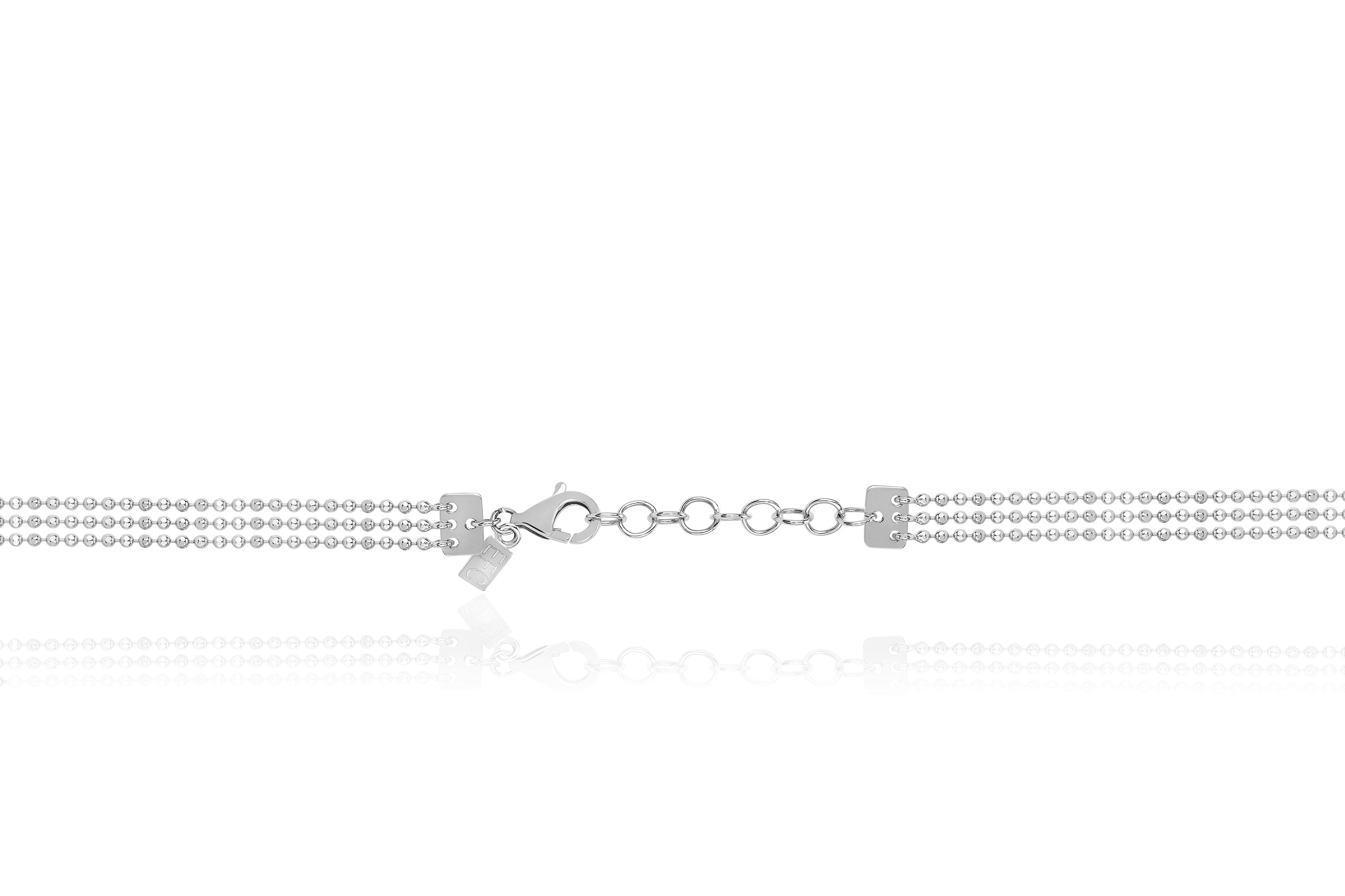 Hasson Triple Layered Chain Necklace in white gold clasp