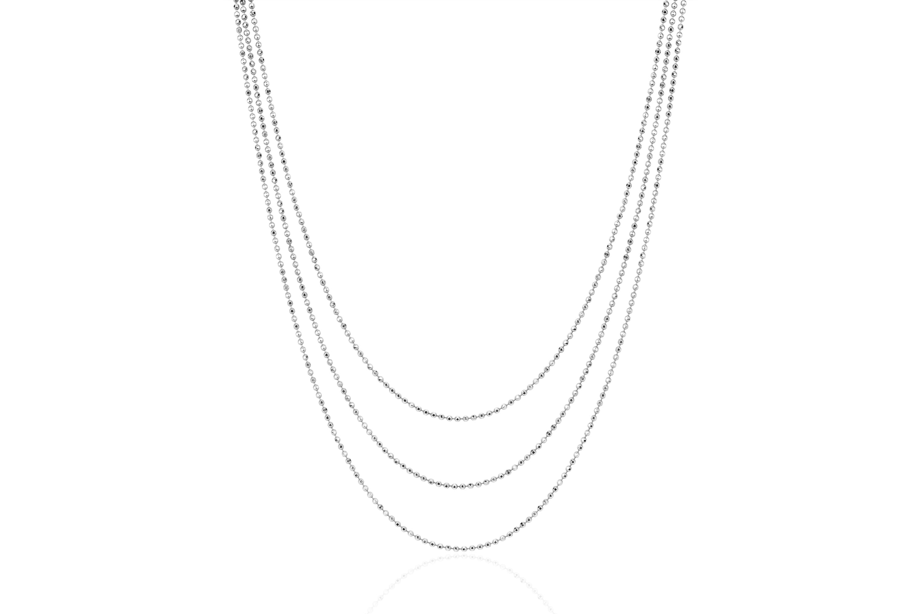 Hasson Triple Layered Chain Necklace in white gold
