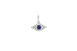 Diamond Evil Eye With Blue Sapphire Necklace Charm in white gold