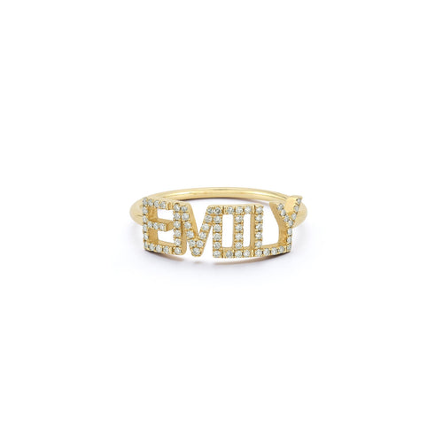 Diamond Custom Name Ring in yellow gold