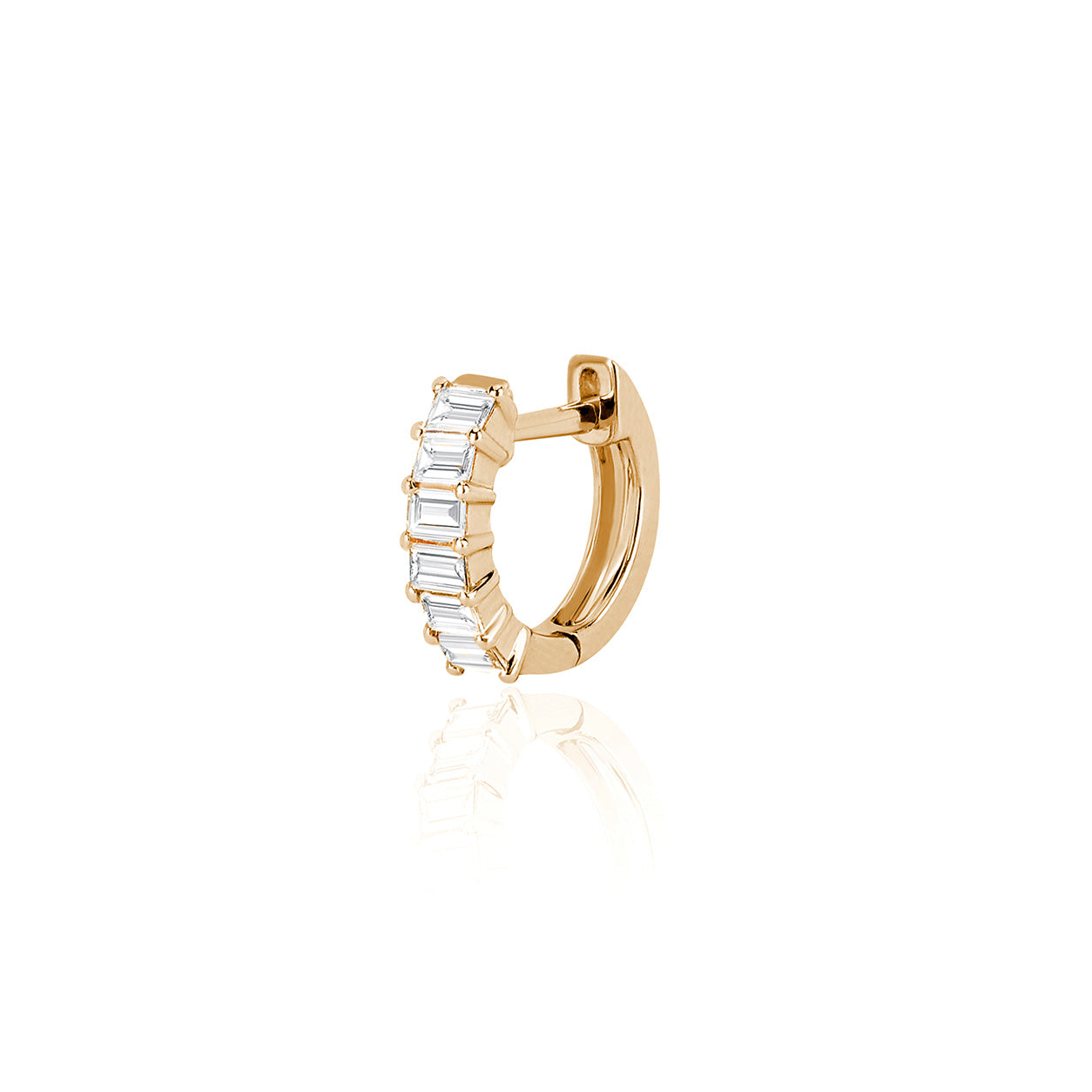 Prong Set Diamond Baguette Huggie Earring