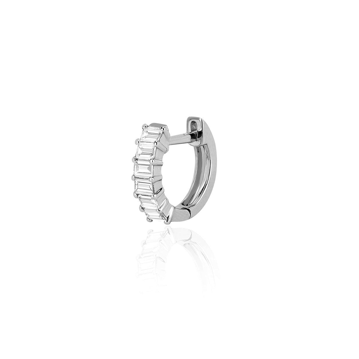 Prong Set Diamond Baguette Huggie Earring