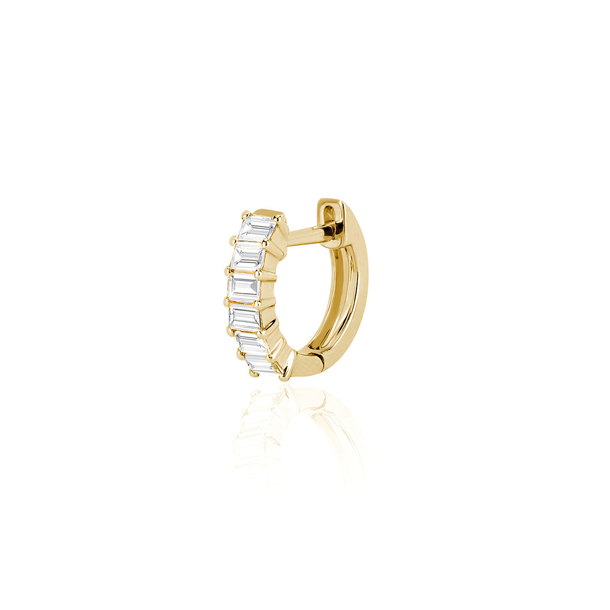 Prong Set Diamond Baguette Huggie Earring