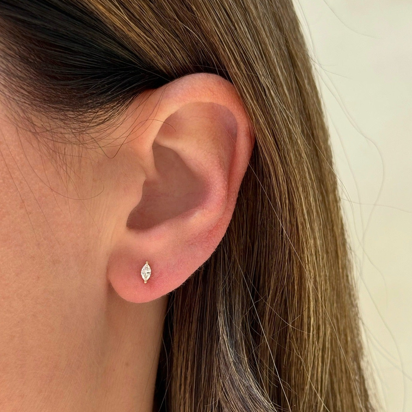 Single Diamond Marquise Stud Earring