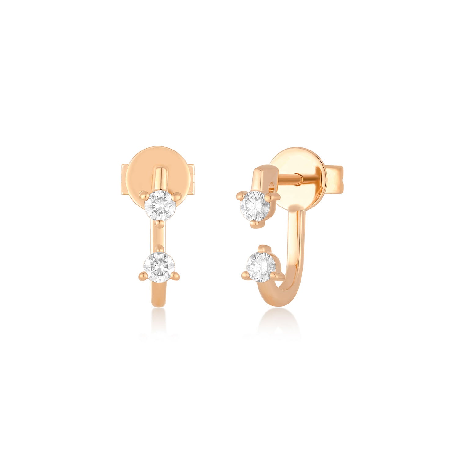 Double Prong Set Diamond Earring in rose gold