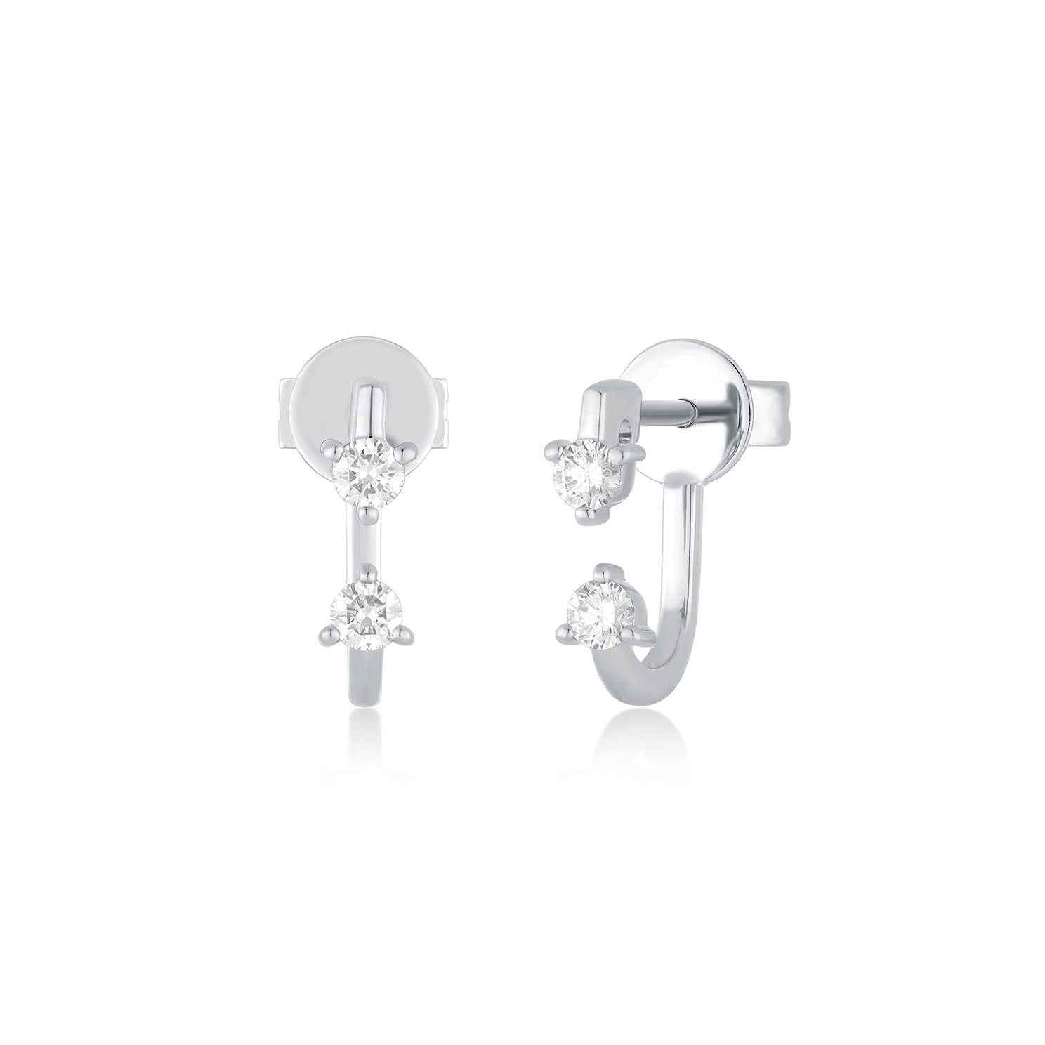 Double Prong Set Diamond Earring in white gold