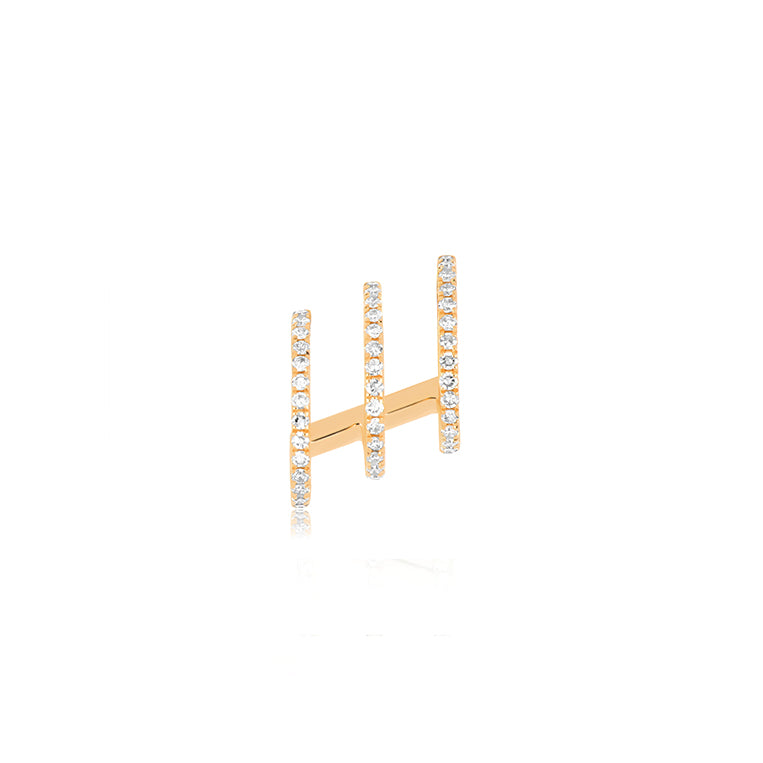 Diamond Triple Huggie Illusion Stud Earring