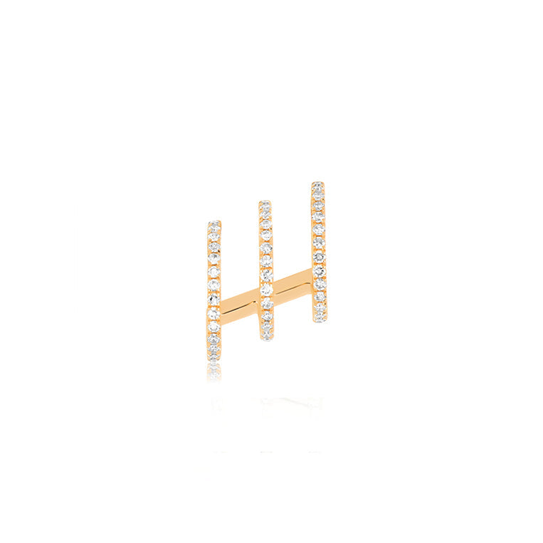 Diamond Triple Huggie Illusion Stud Earring