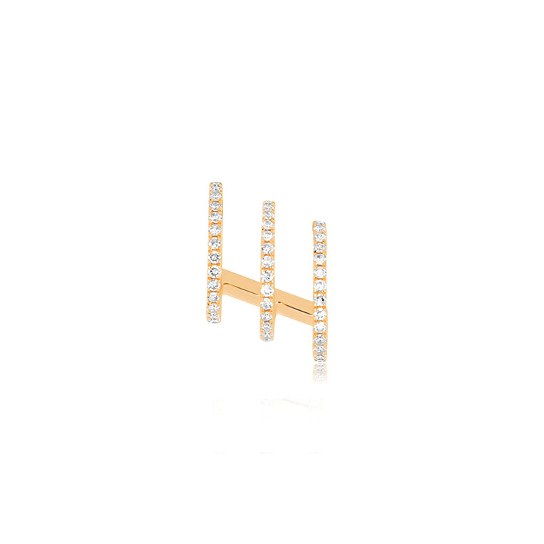 Diamond Triple Huggie Illusion Stud Earring