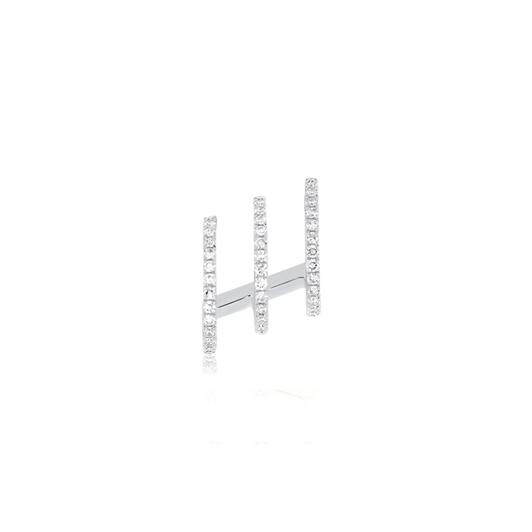 Diamond Triple Huggie Illusion Stud Earring