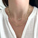 Jumbo Link Chain Necklace styled on neck of model with diamond initial necklace with initials Austin