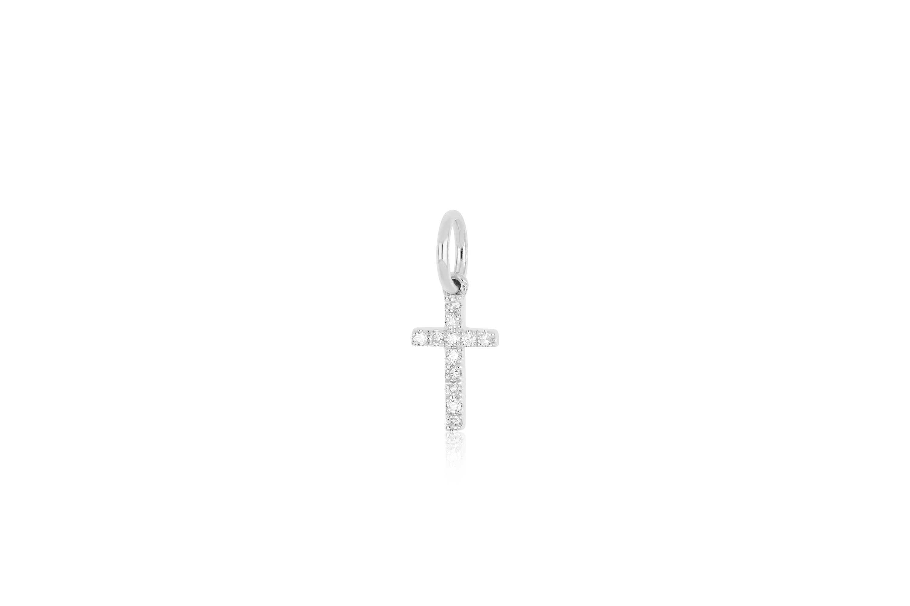 Diamond Cross Necklace Charm in white gold