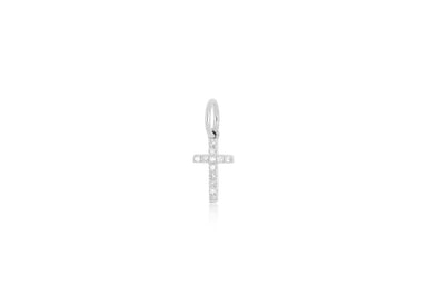 Diamond Cross Necklace Charm in white gold