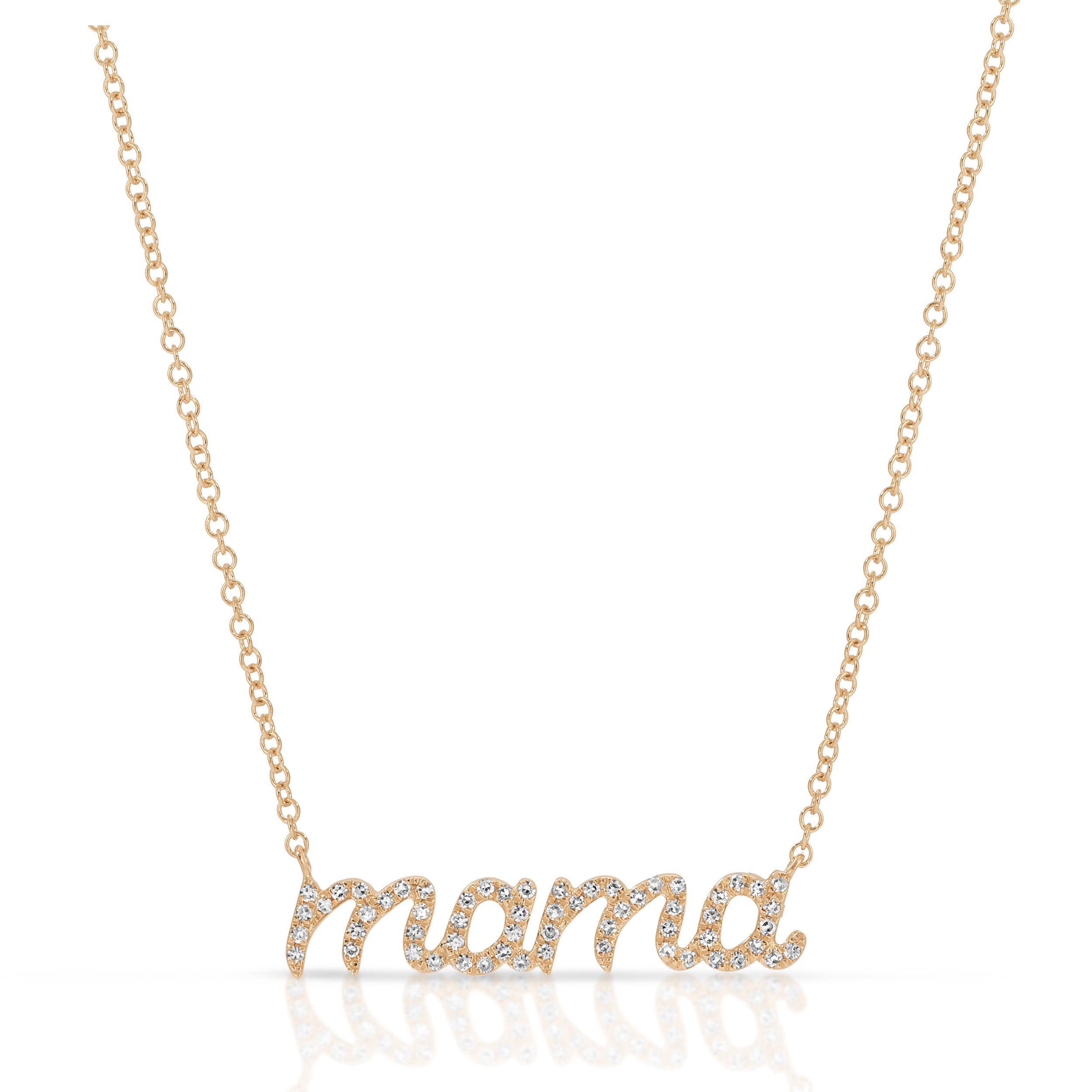 Diamond Script Mama Necklace