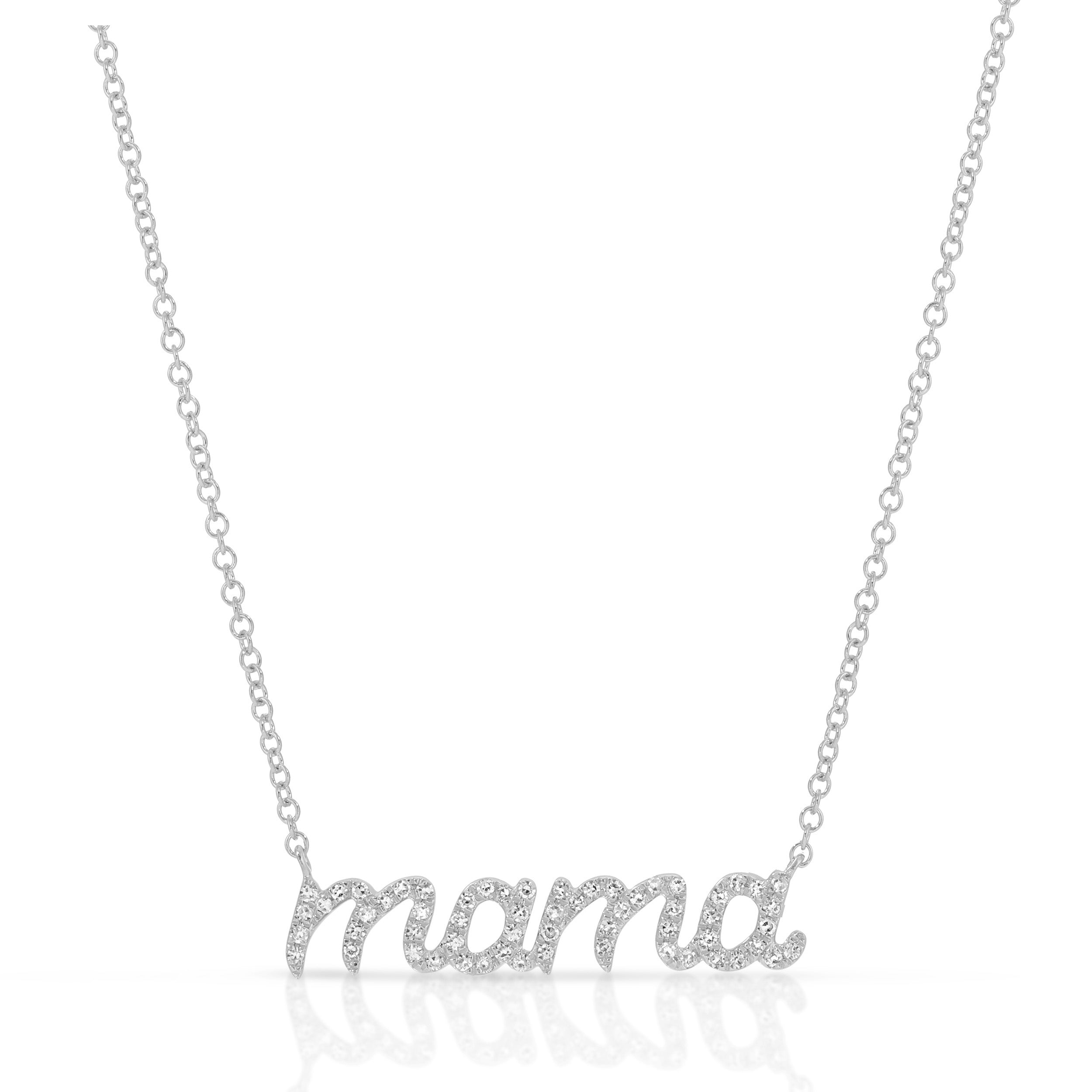 Diamond Script Mama Necklace