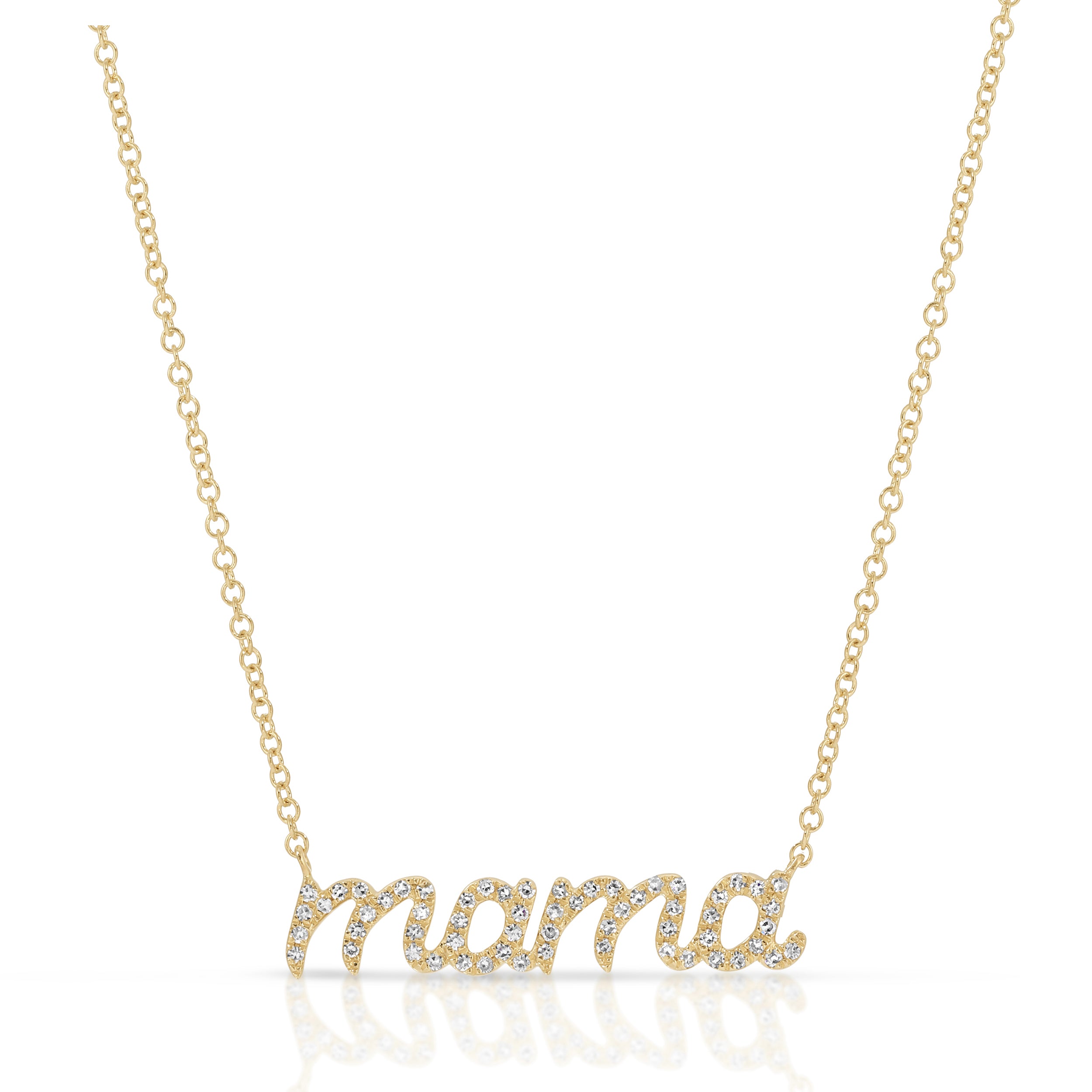 Diamond Script Mama Necklace