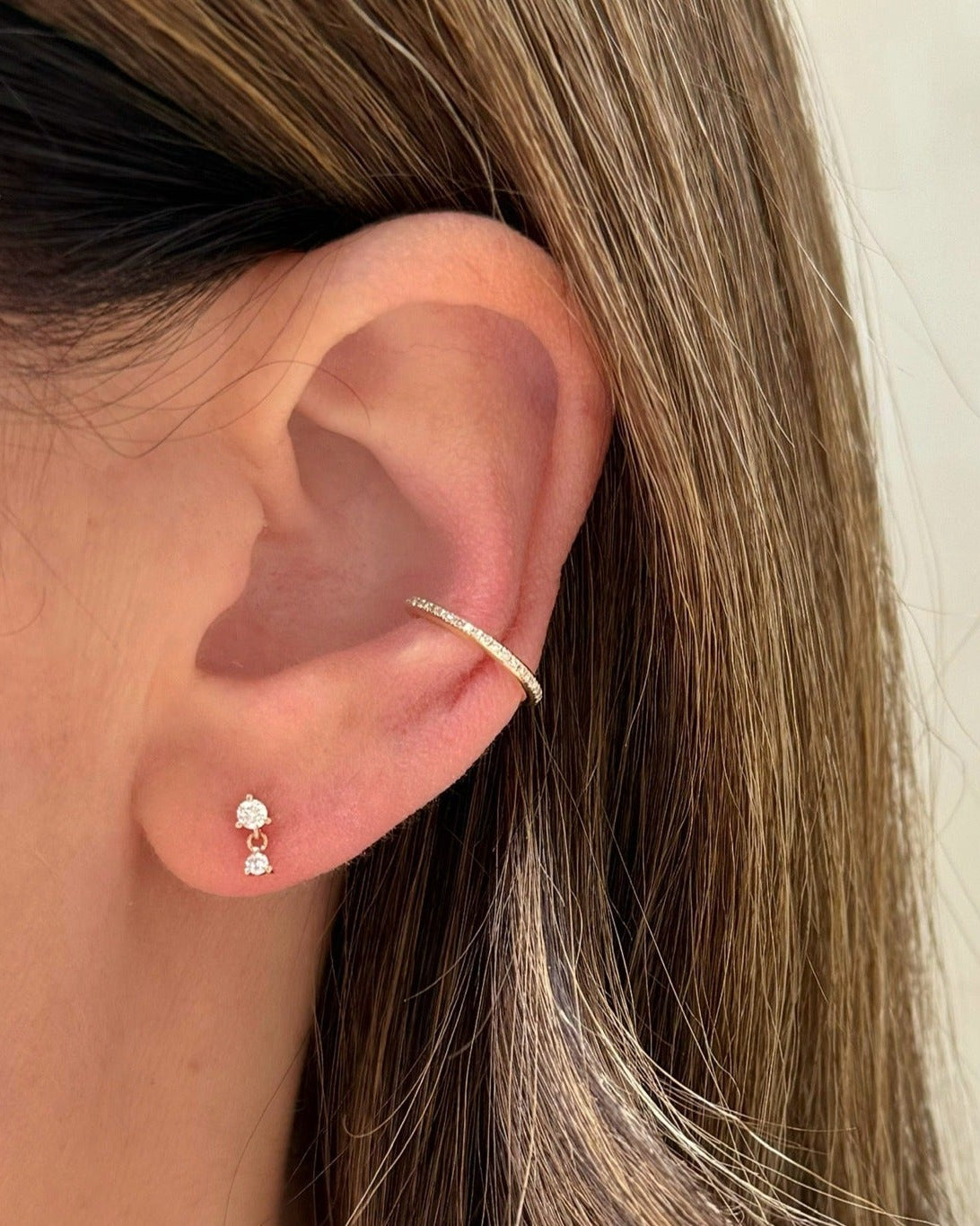 Prong Set Diamond Dangle Stud Earring