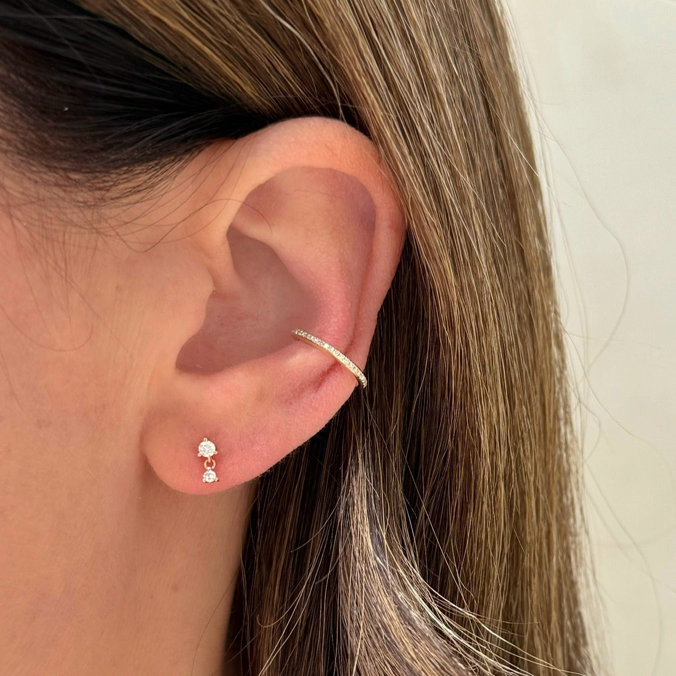 Prong Set Diamond Dangle Stud Earring