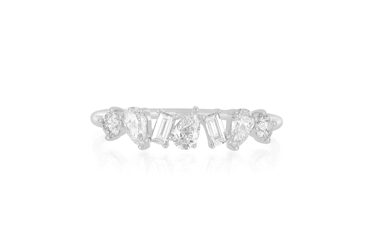 Jumbo Multi Faceted Diamond Ring in white gold