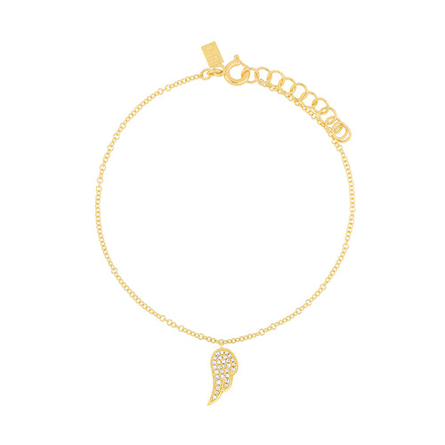 Diamond Angel Wing Bracelet in 14k Yellow Gold