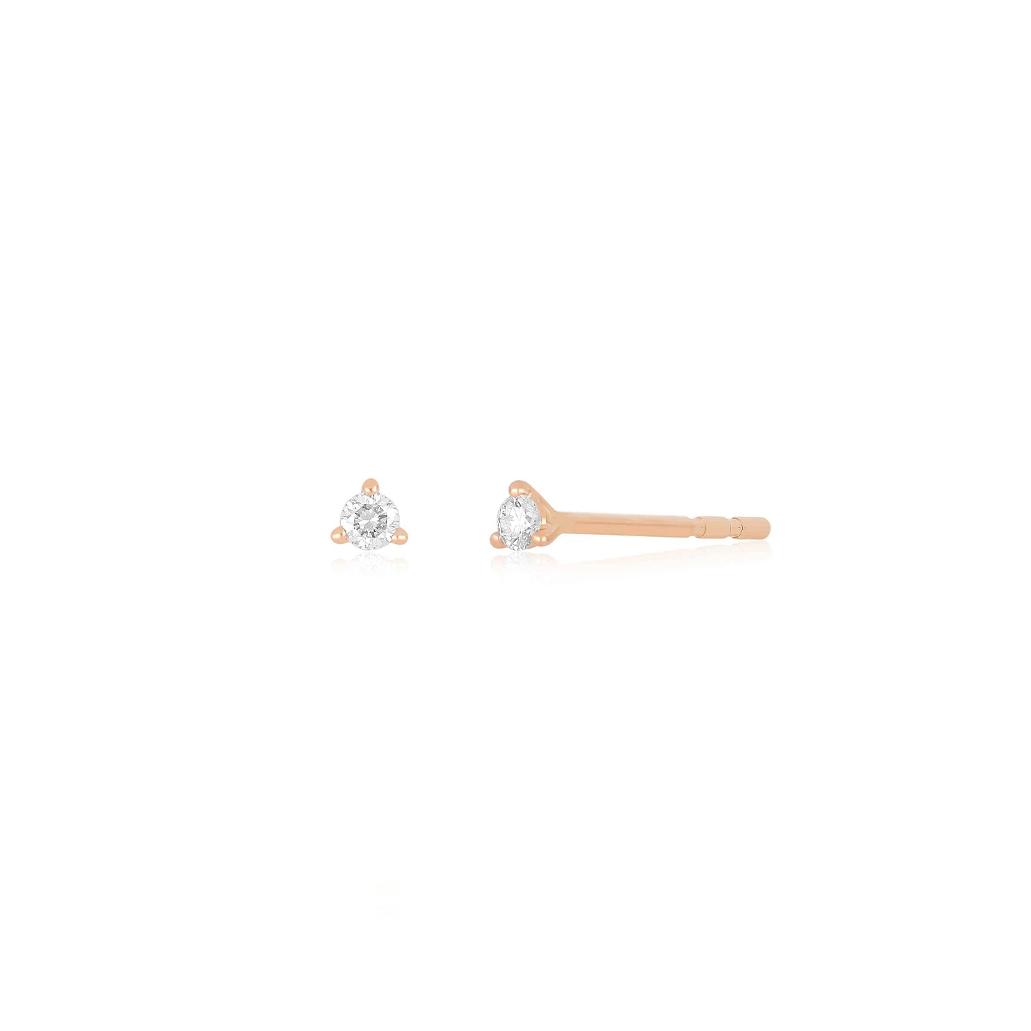 Baby Solitaire Diamond Stud Earring in 14k rose gold