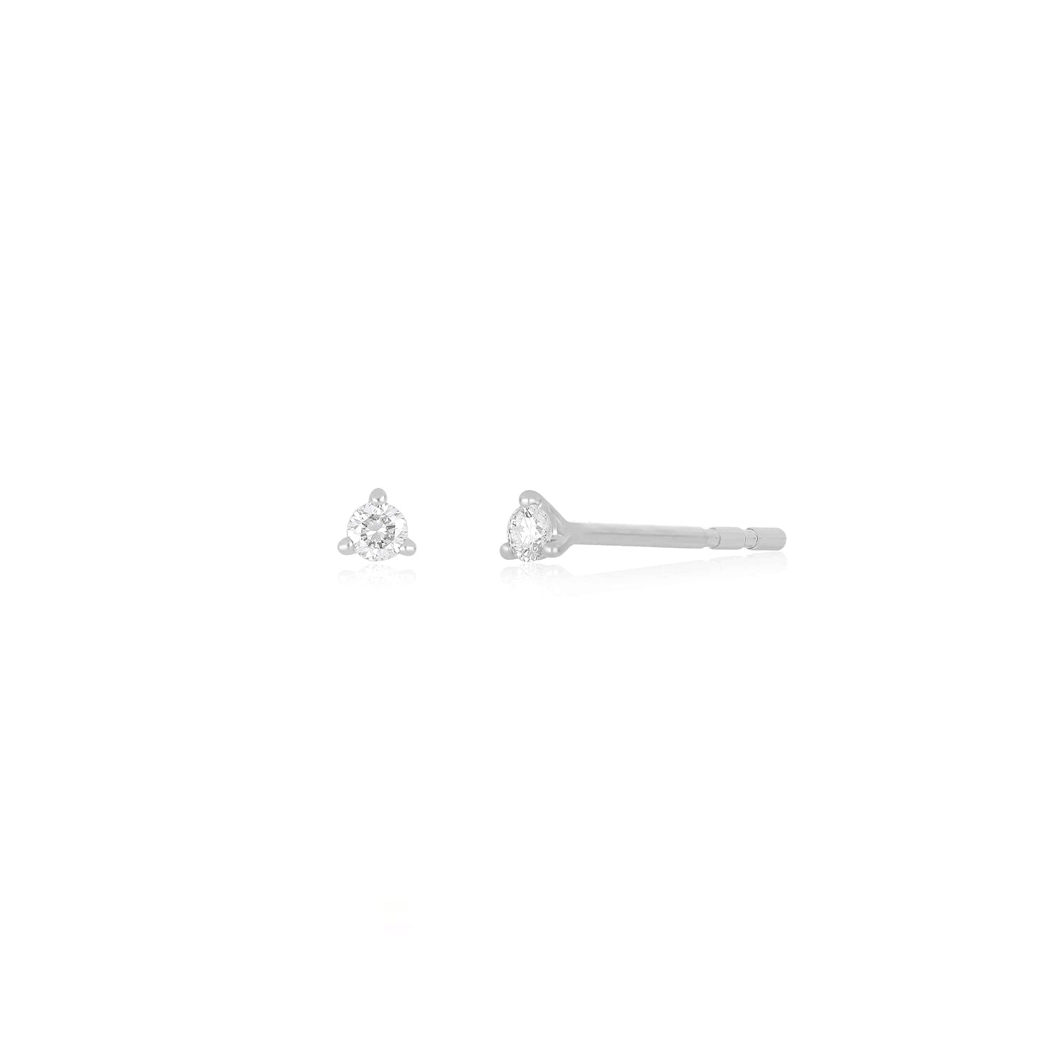 Baby Solitaire Diamond Stud Earring in 14k white gold