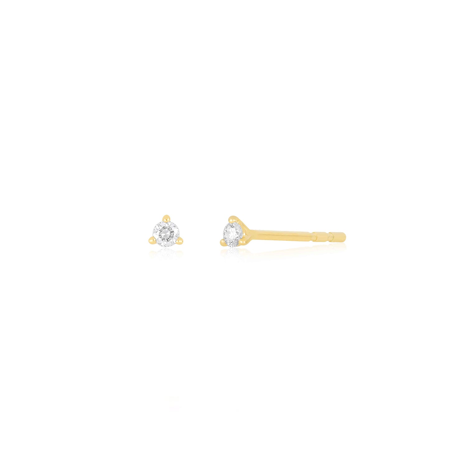 Baby Solitaire Diamond Stud Earring in 14k yellow gold