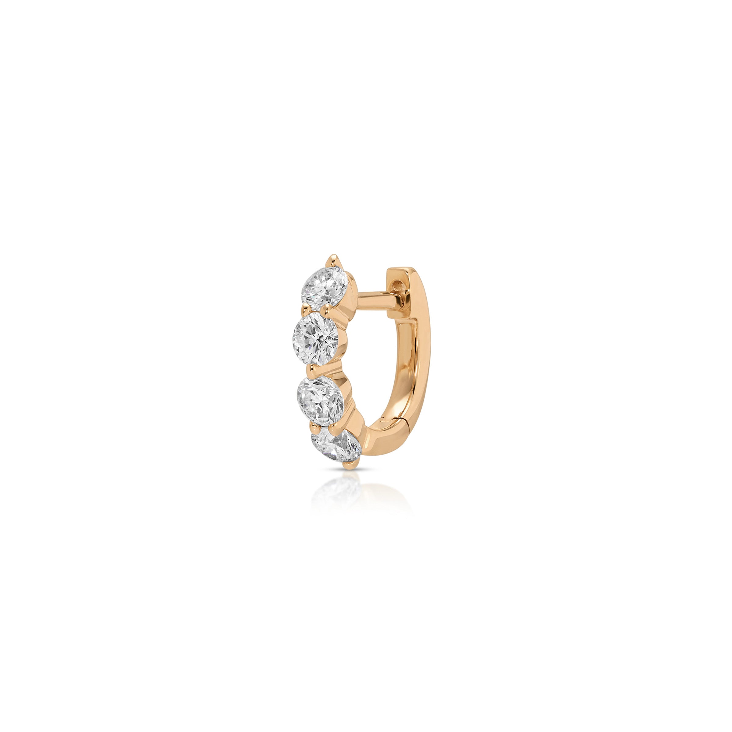 Jumbo Prong Set Diamond Mini Huggie Earring