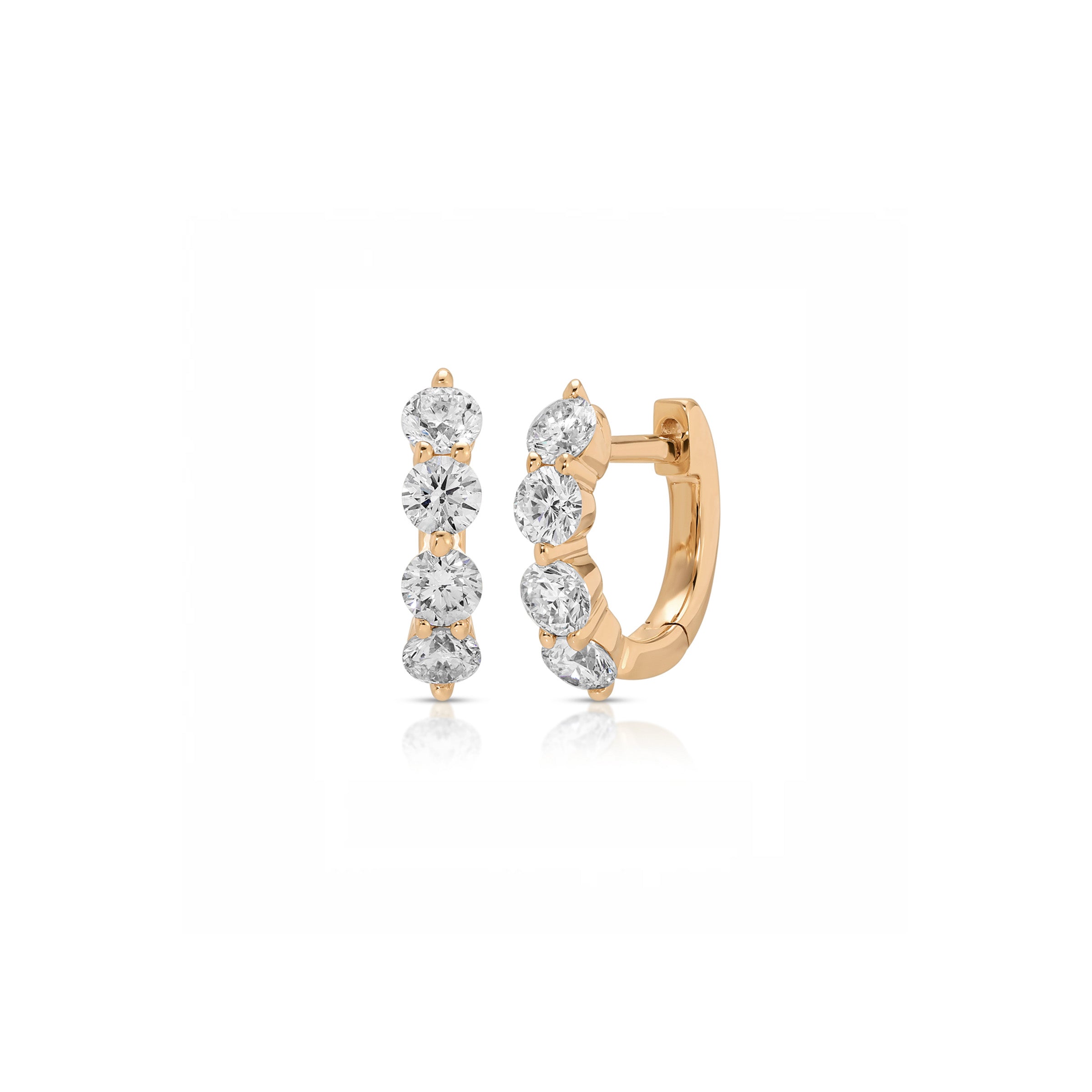 Jumbo Prong Set Diamond Mini Huggie Earring