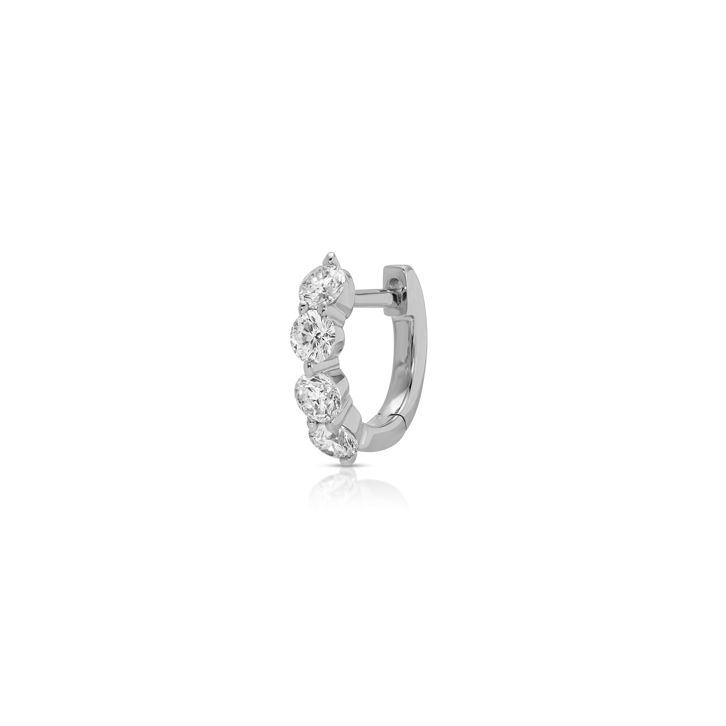 Jumbo Prong Set Diamond Mini Huggie Earring