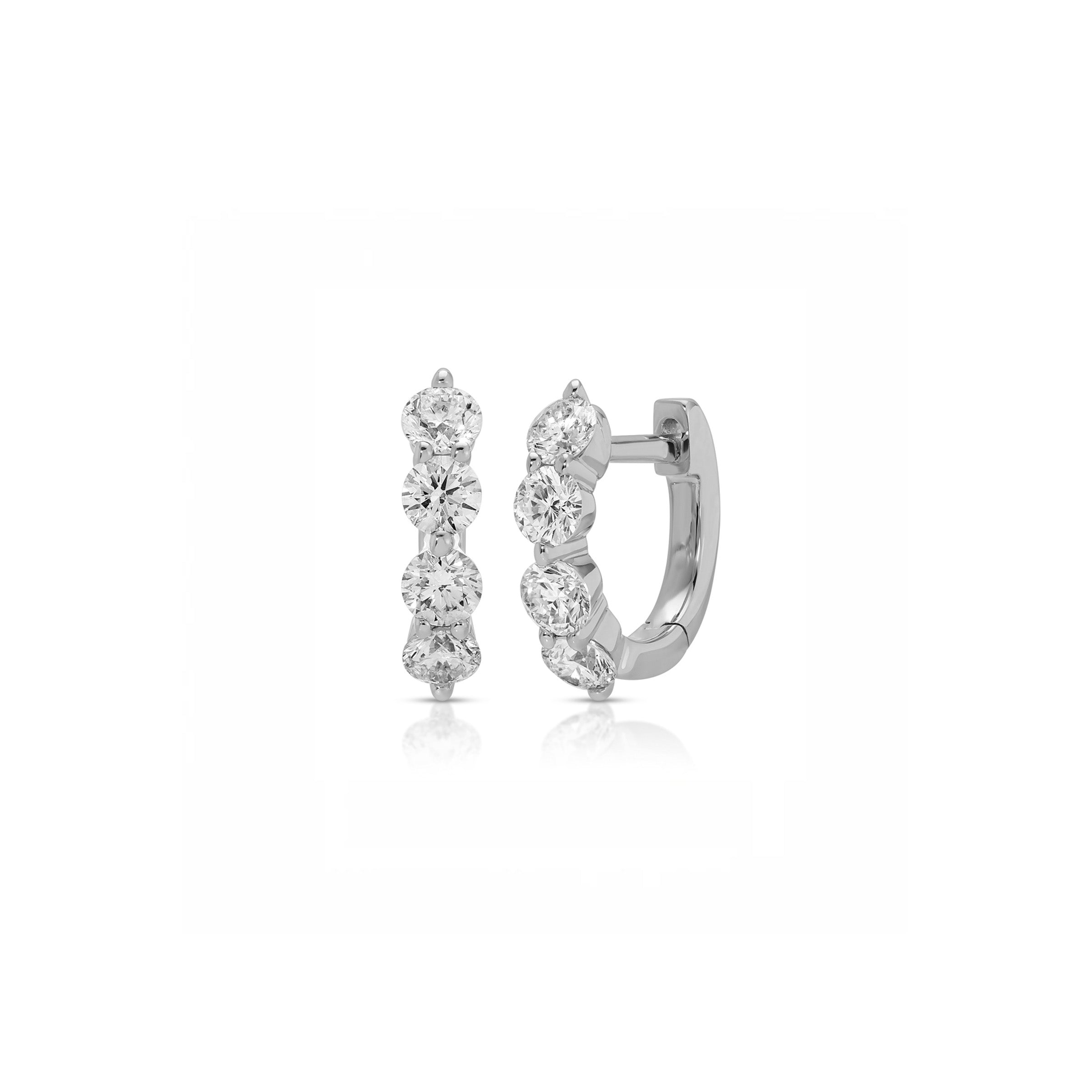 Jumbo Prong Set Diamond Mini Huggie Earring