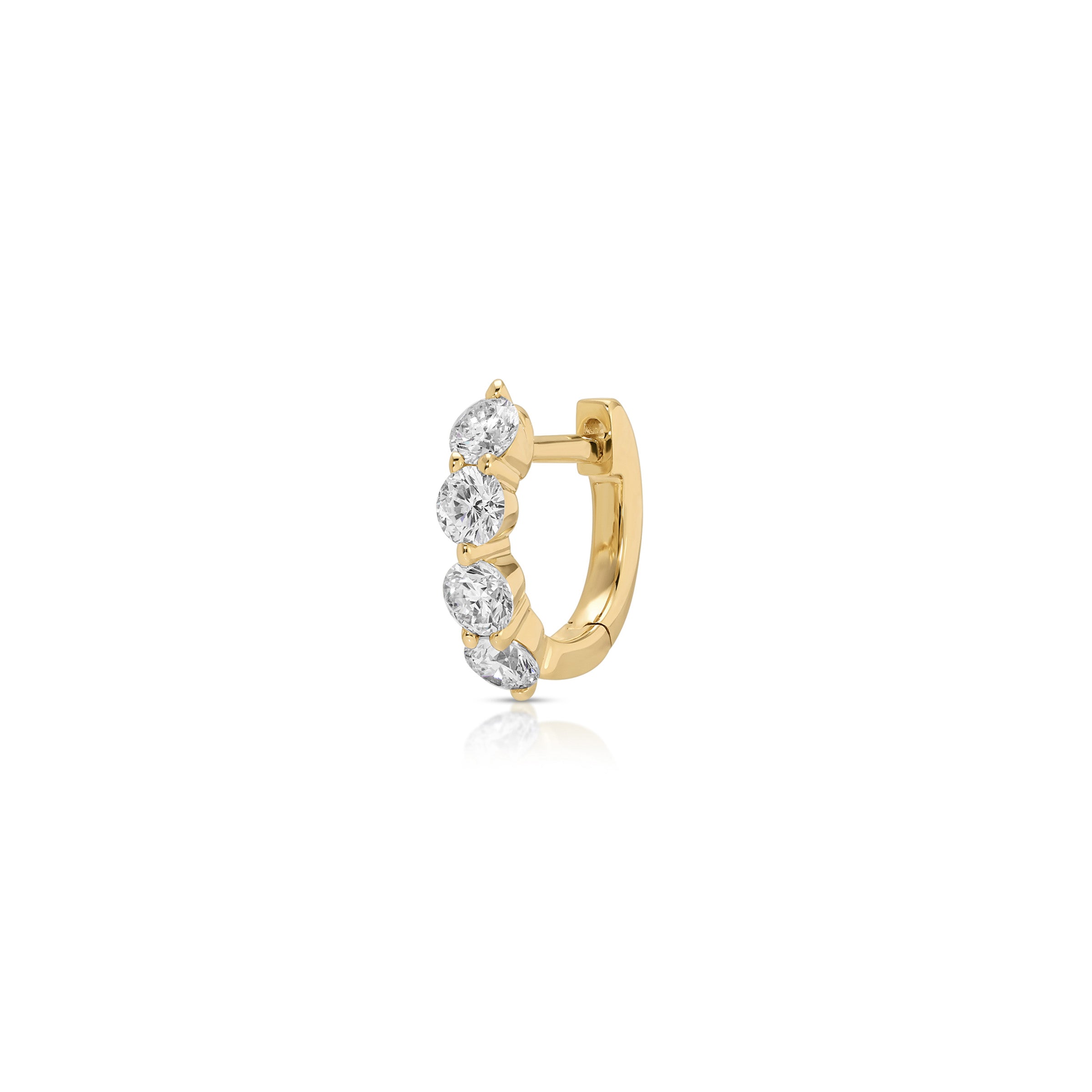 Jumbo Prong Set Diamond Mini Huggie Earring