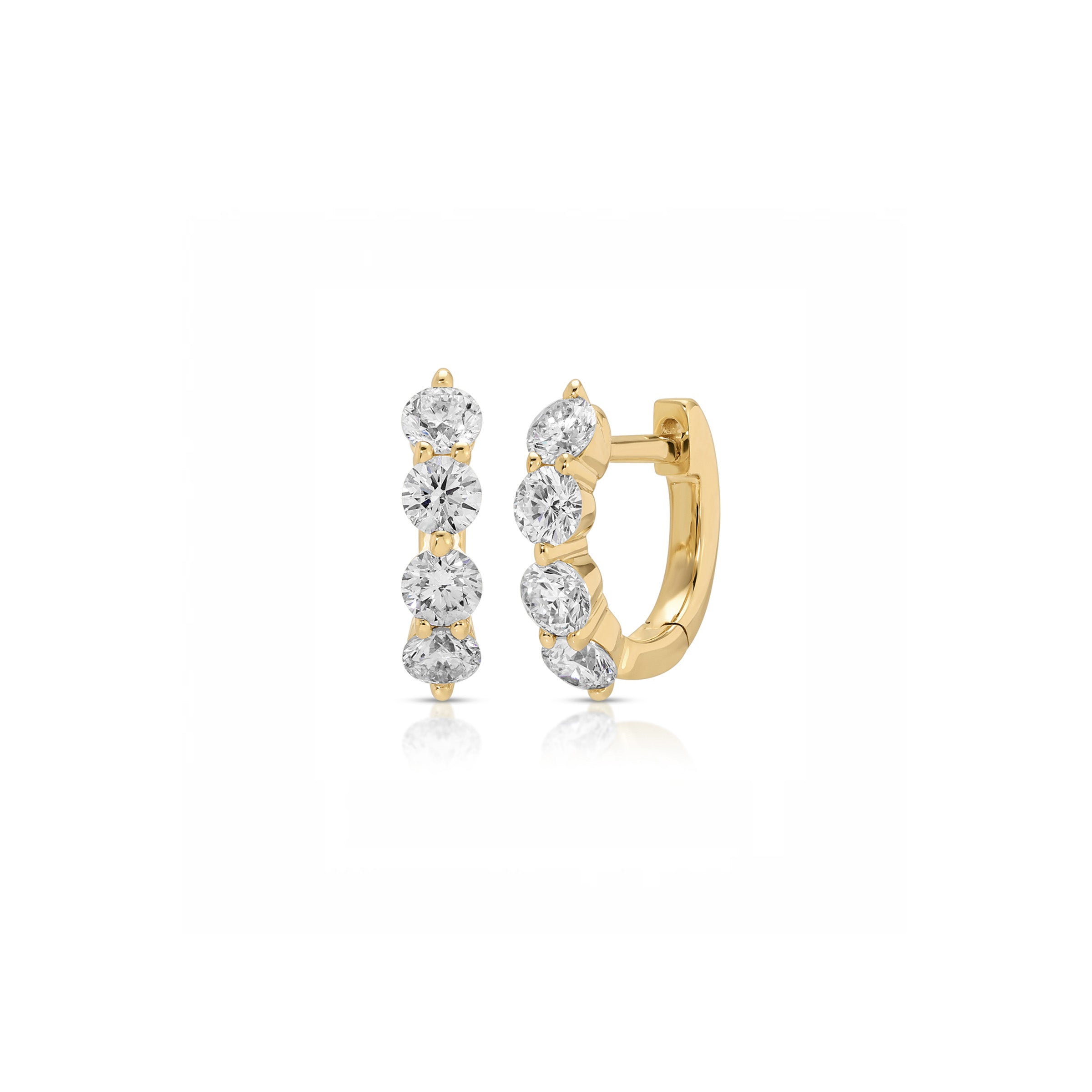 Jumbo Prong Set Diamond Mini Huggie Earring
