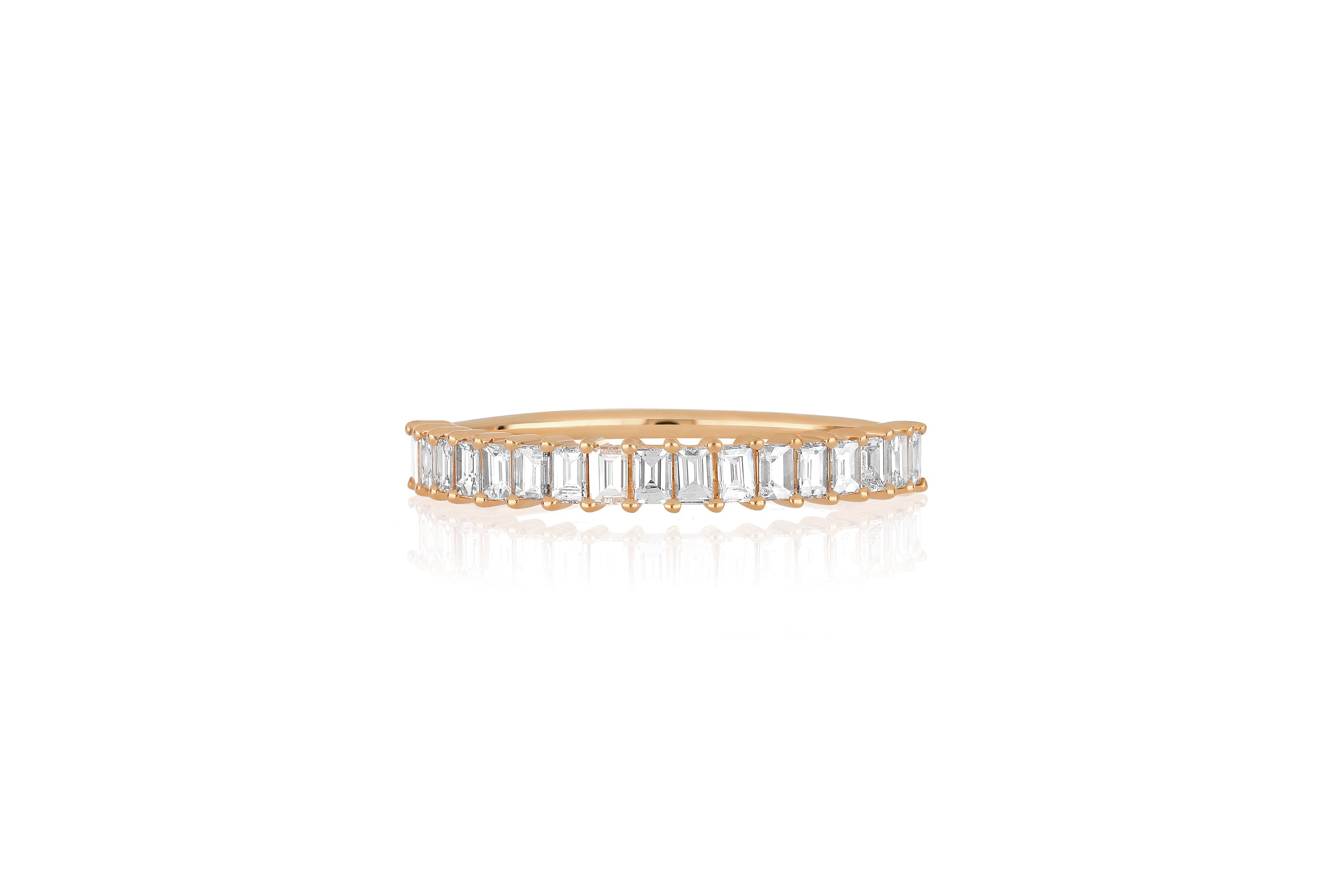 Prong Set Diamond Baguette Ring in rose gold
