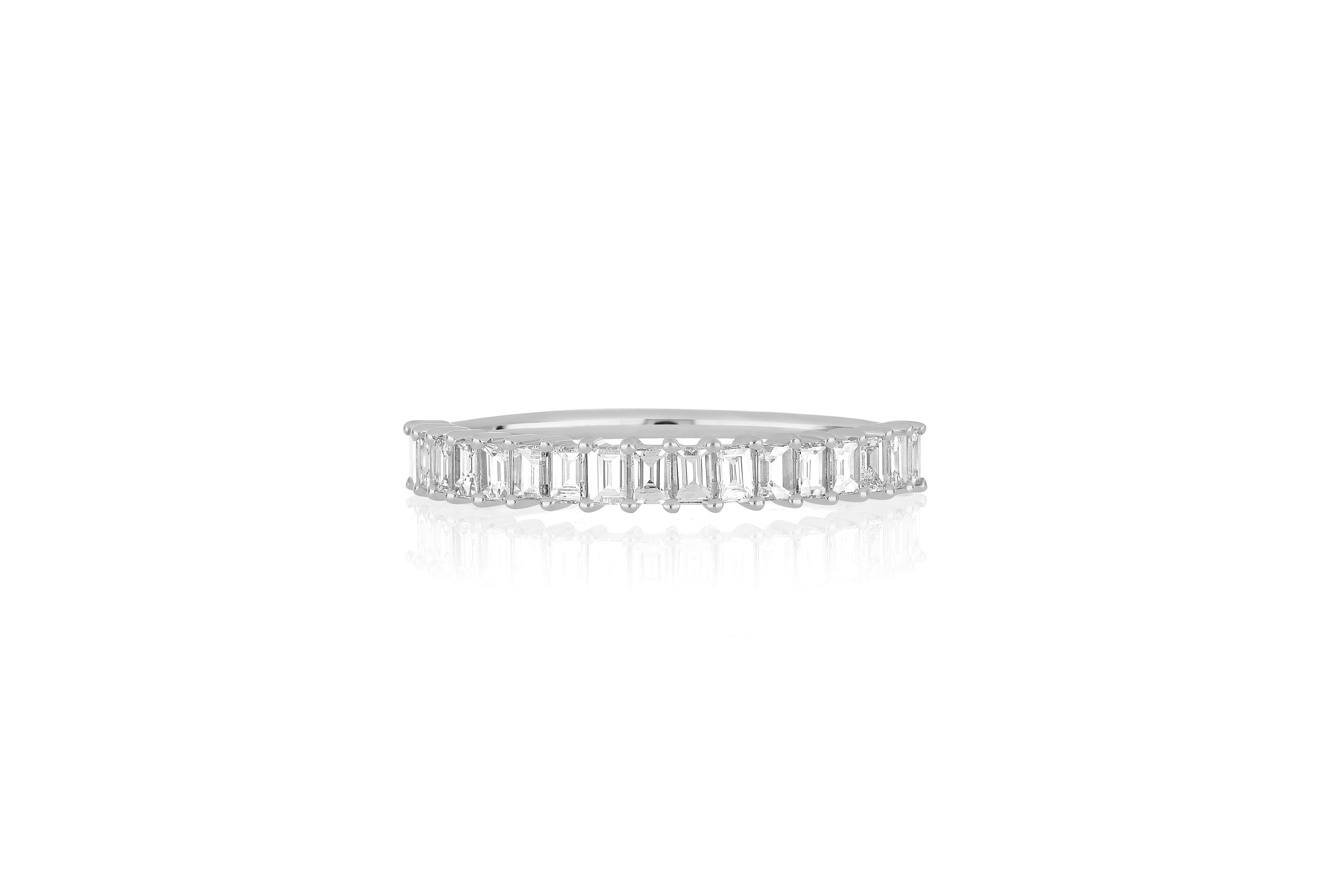 Prong Set Diamond Baguette Ring in white gold
