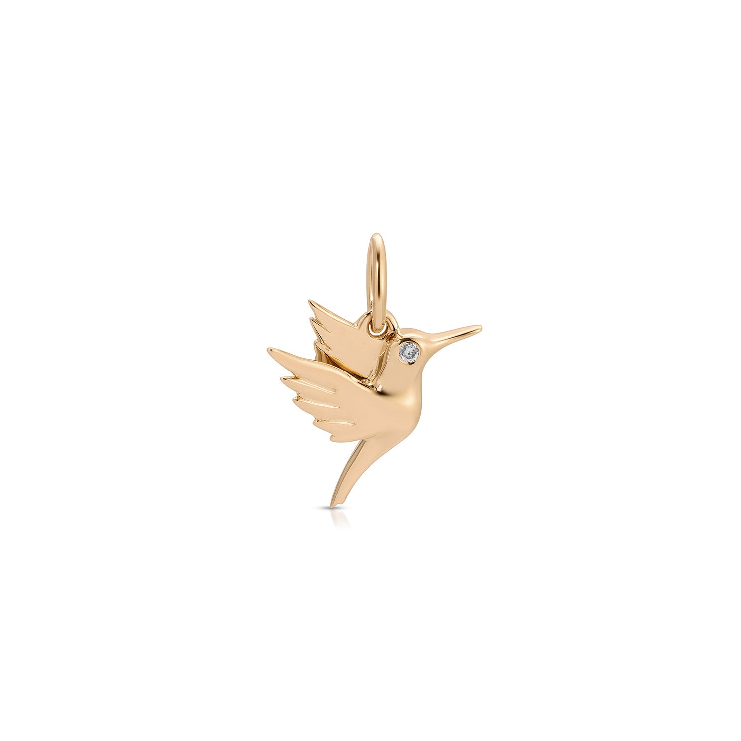 Gold Hummingbird Charm with Diamond Eye