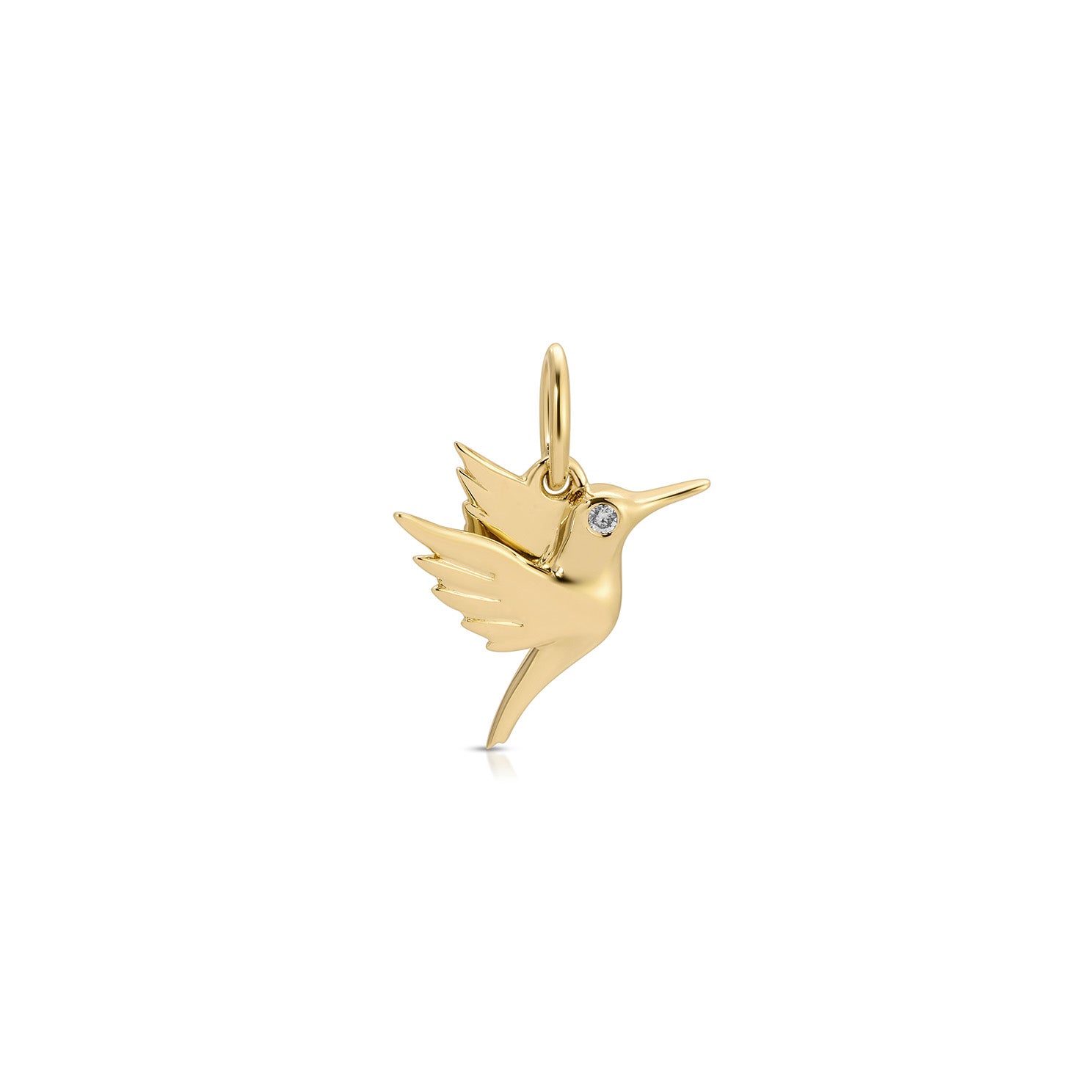 Gold Hummingbird Charm with Diamond Eye