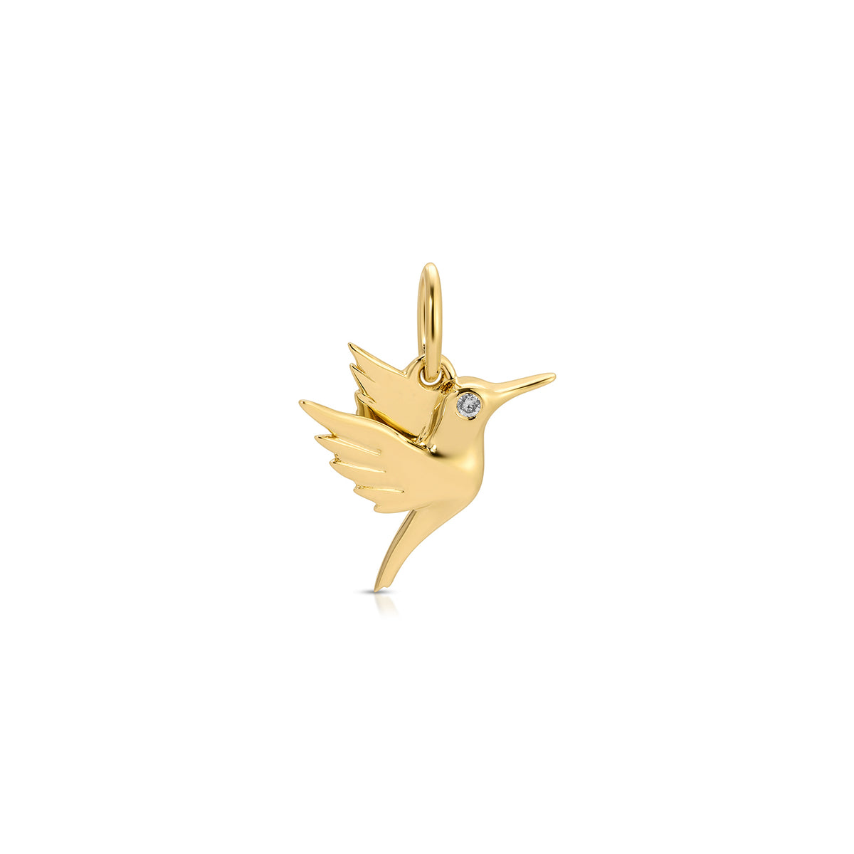 Gold Hummingbird Charm with Diamond Eye